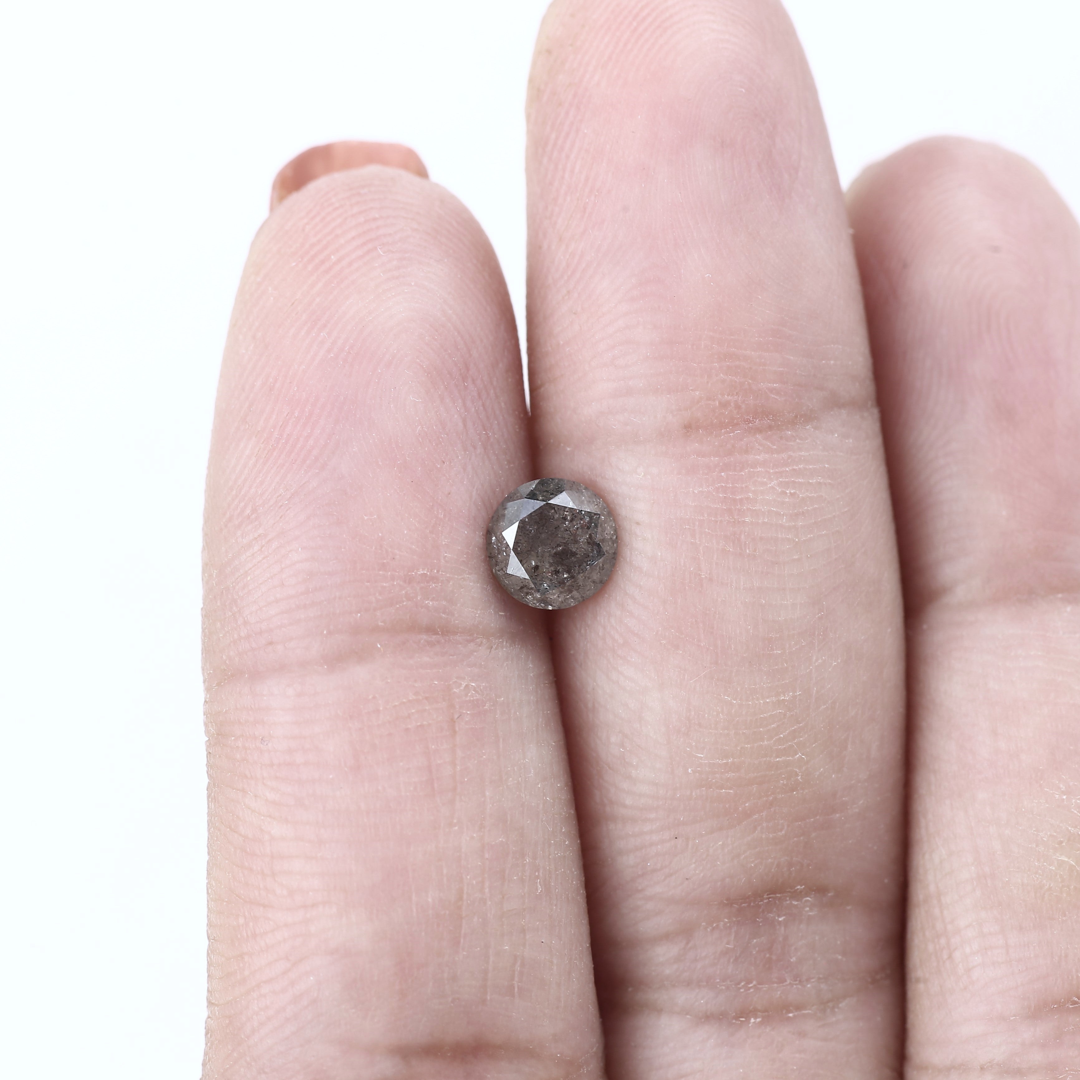 0.91ct Natural Gray Round Salt and Pepper Diamond 5.9 MM