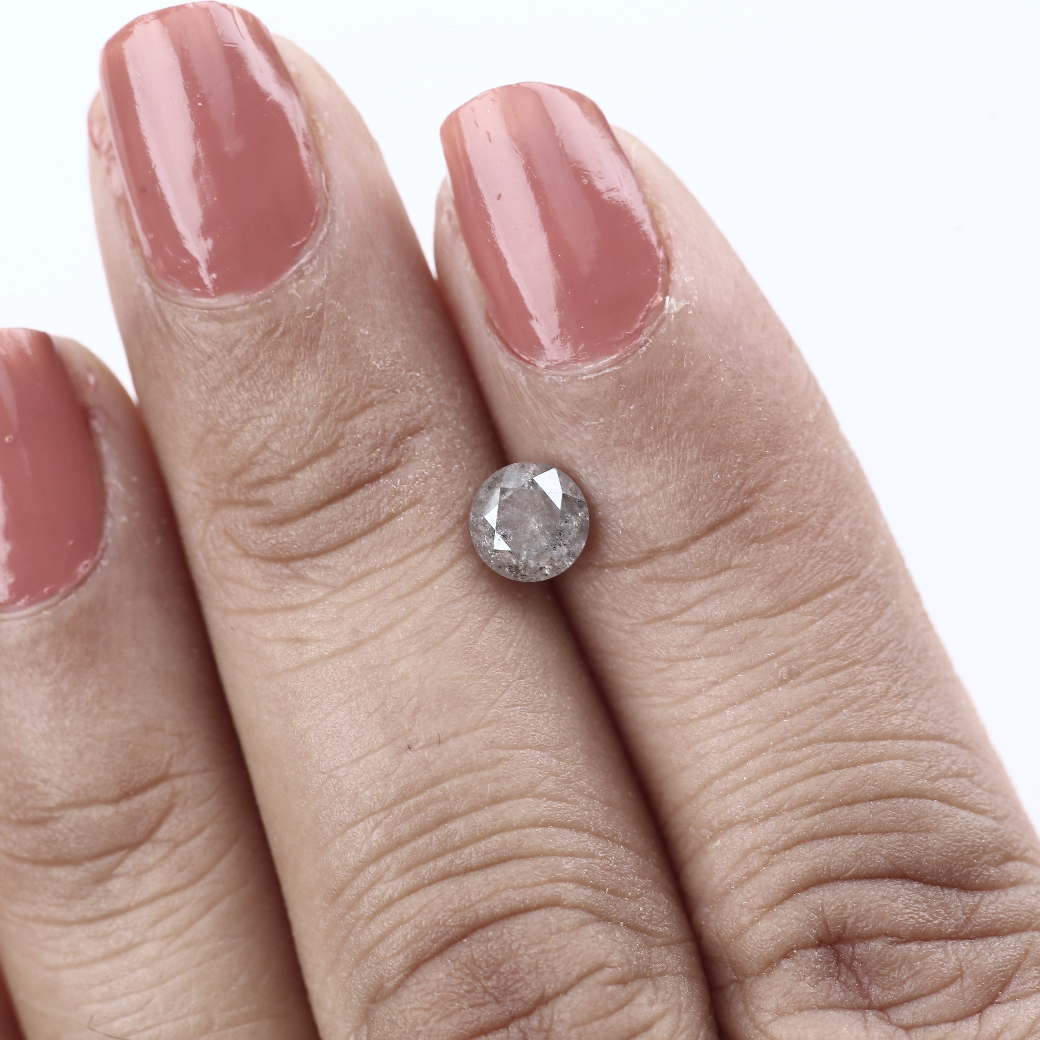 0.75ct Speckled Diamond Natural Gray Round Cut Loose 5.48 MM