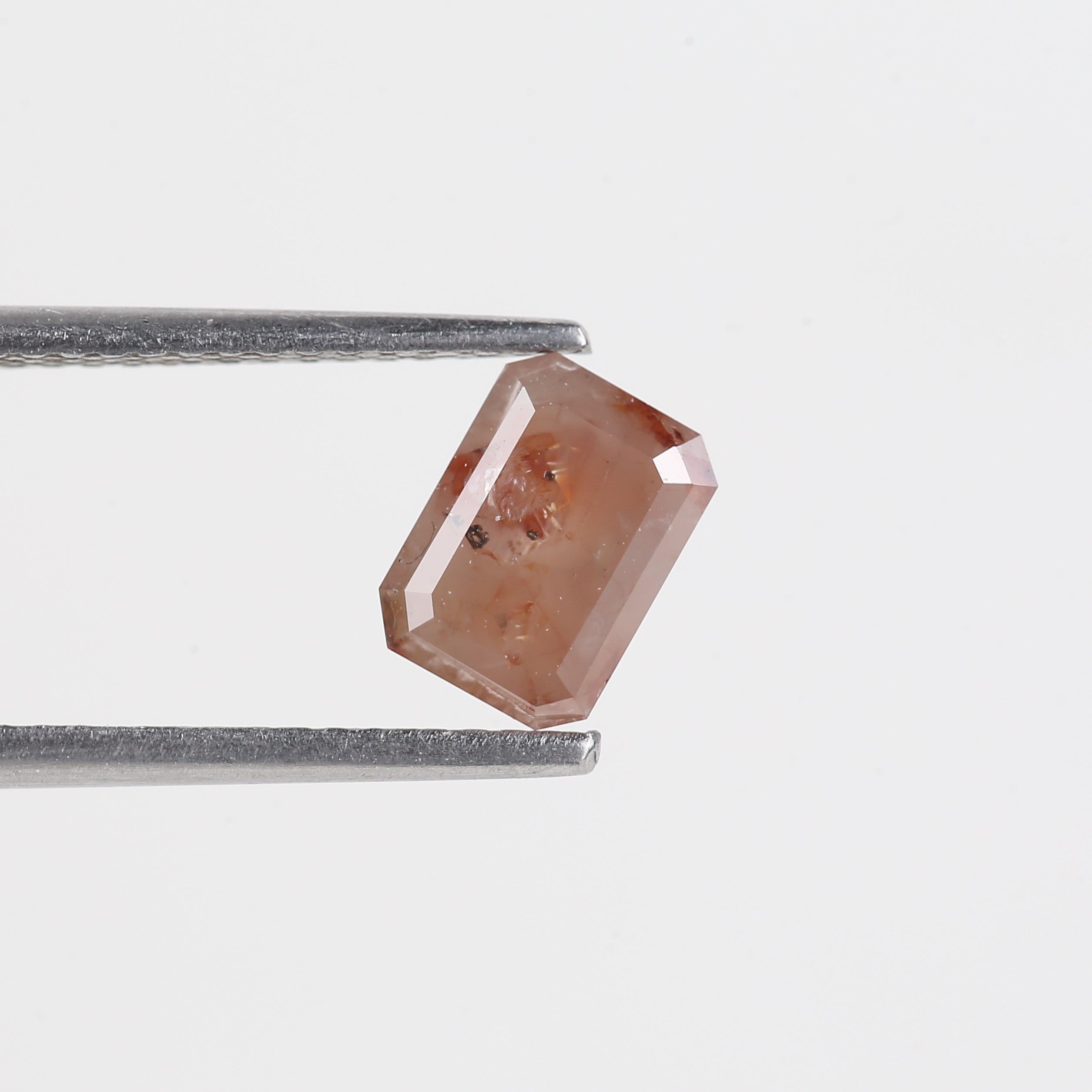 1 Carat Orange Emerald Cut Diamond Salt and Pepper Natural 6.98 MM