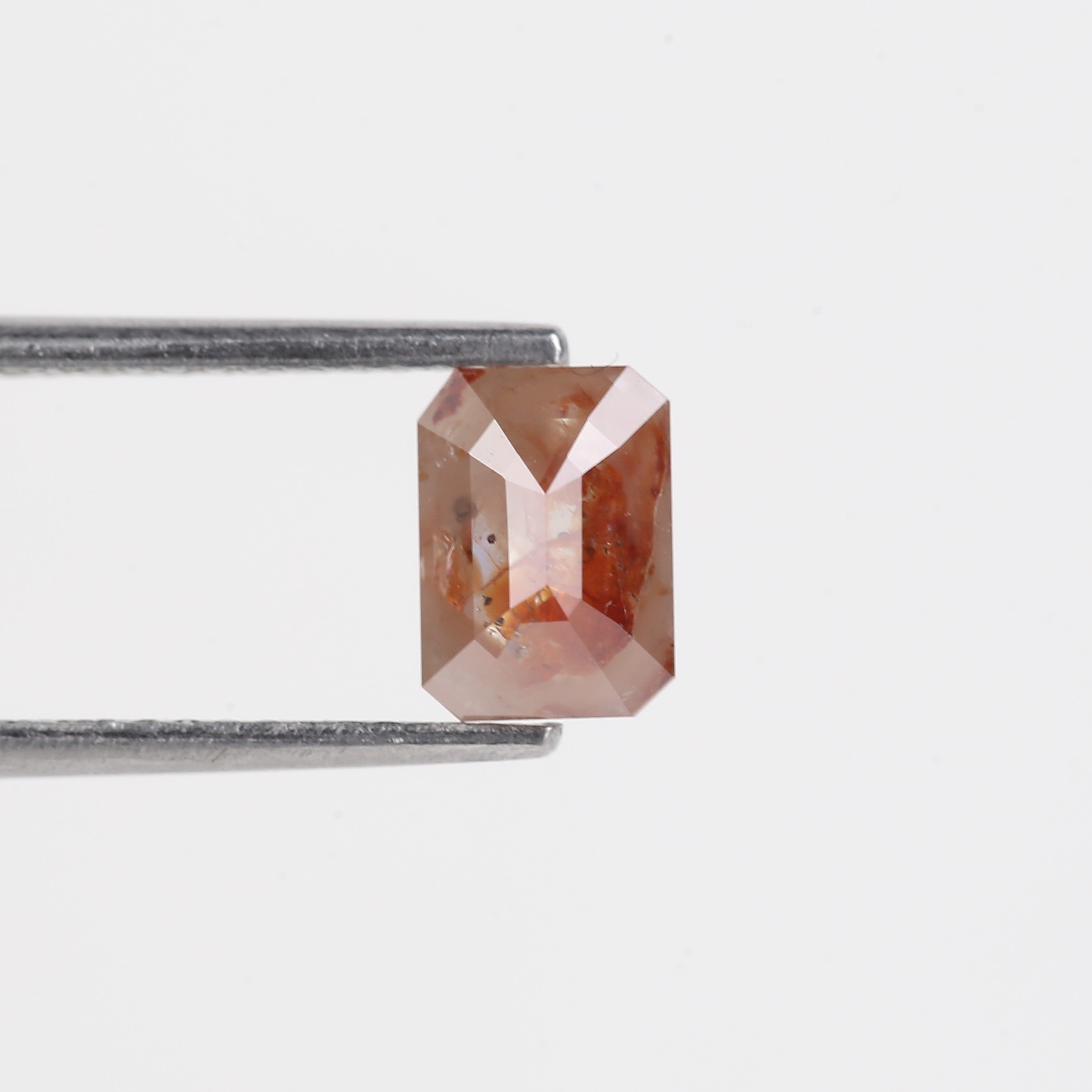 1 Carat Orange Emerald Cut Diamond Salt and Pepper Natural 6.98 MM
