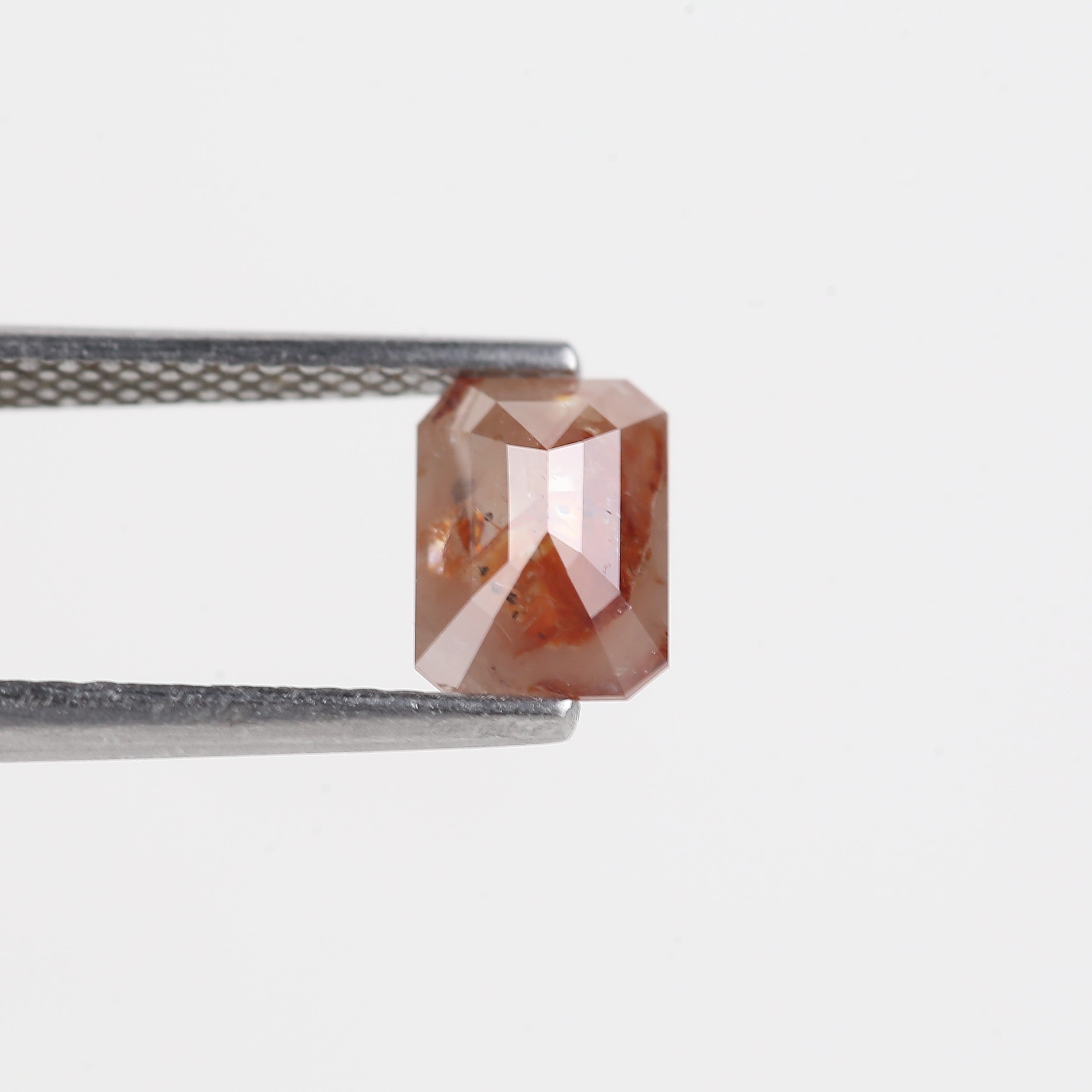 1 Carat Orange Emerald Cut Diamond Salt and Pepper Natural 6.98 MM