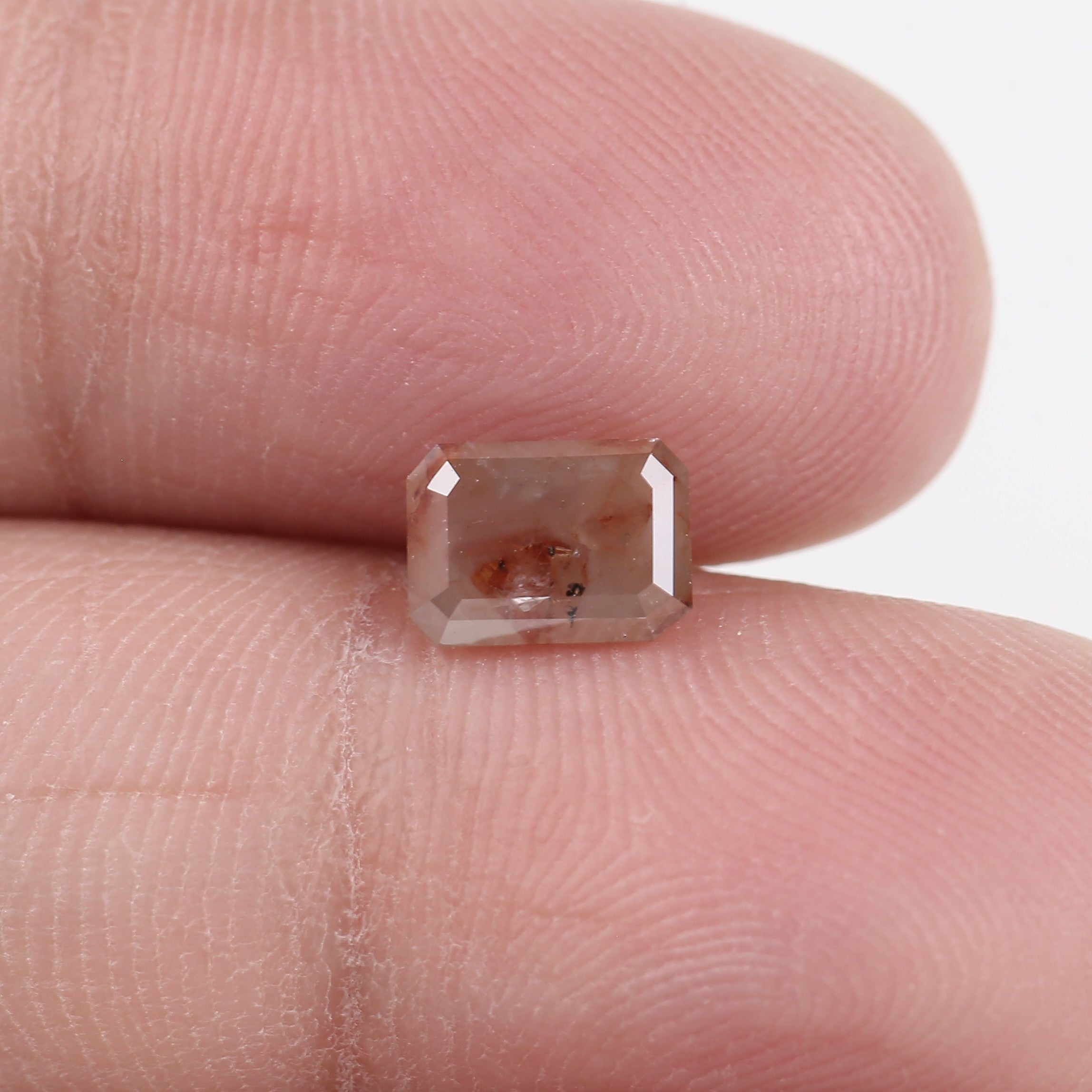 1 Carat Orange Emerald Cut Diamond Salt and Pepper Natural 6.98 MM