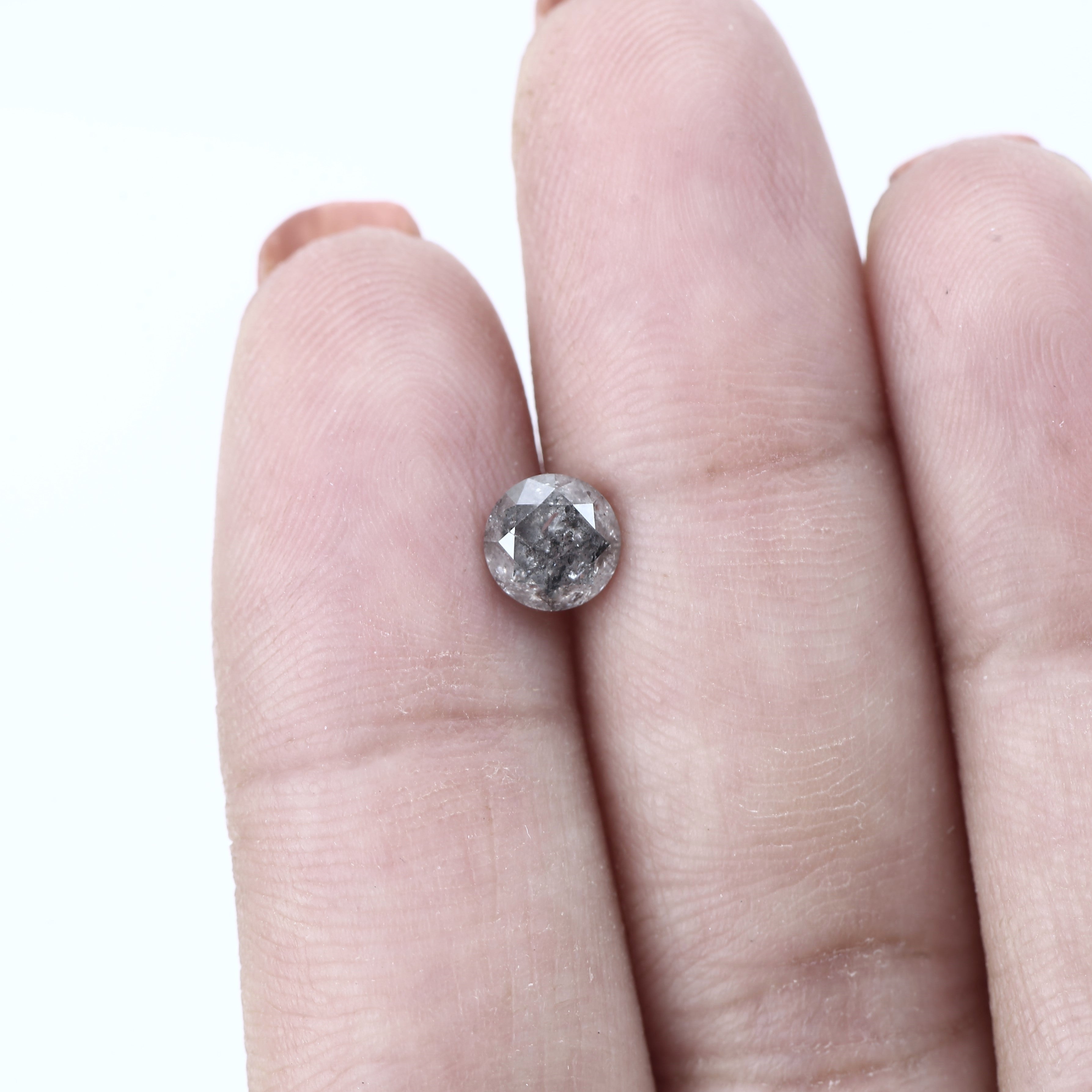 0.98ct Natural Celestial Gray Salt and Pepper Diamond 5.85 MM