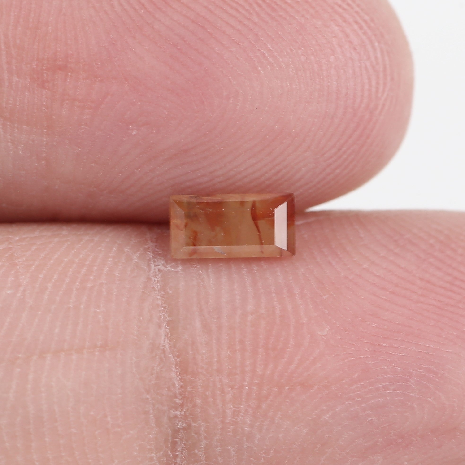 0.44 Carat Natural Orange Baguette Natural Salt And Pepper Diamond 6.07 MM
