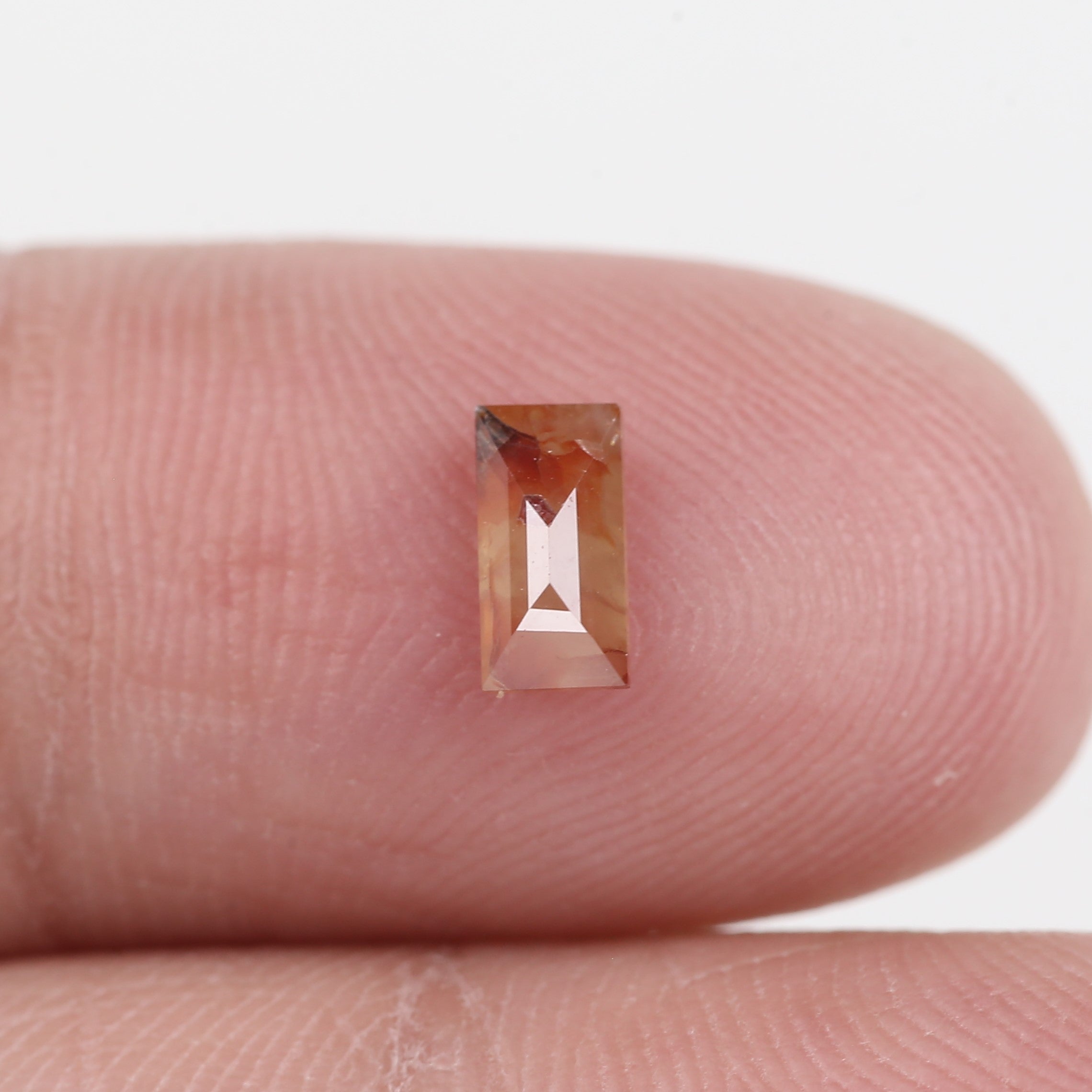 0.44 Carat Natural Orange Baguette Natural Salt And Pepper Diamond 6.07 MM