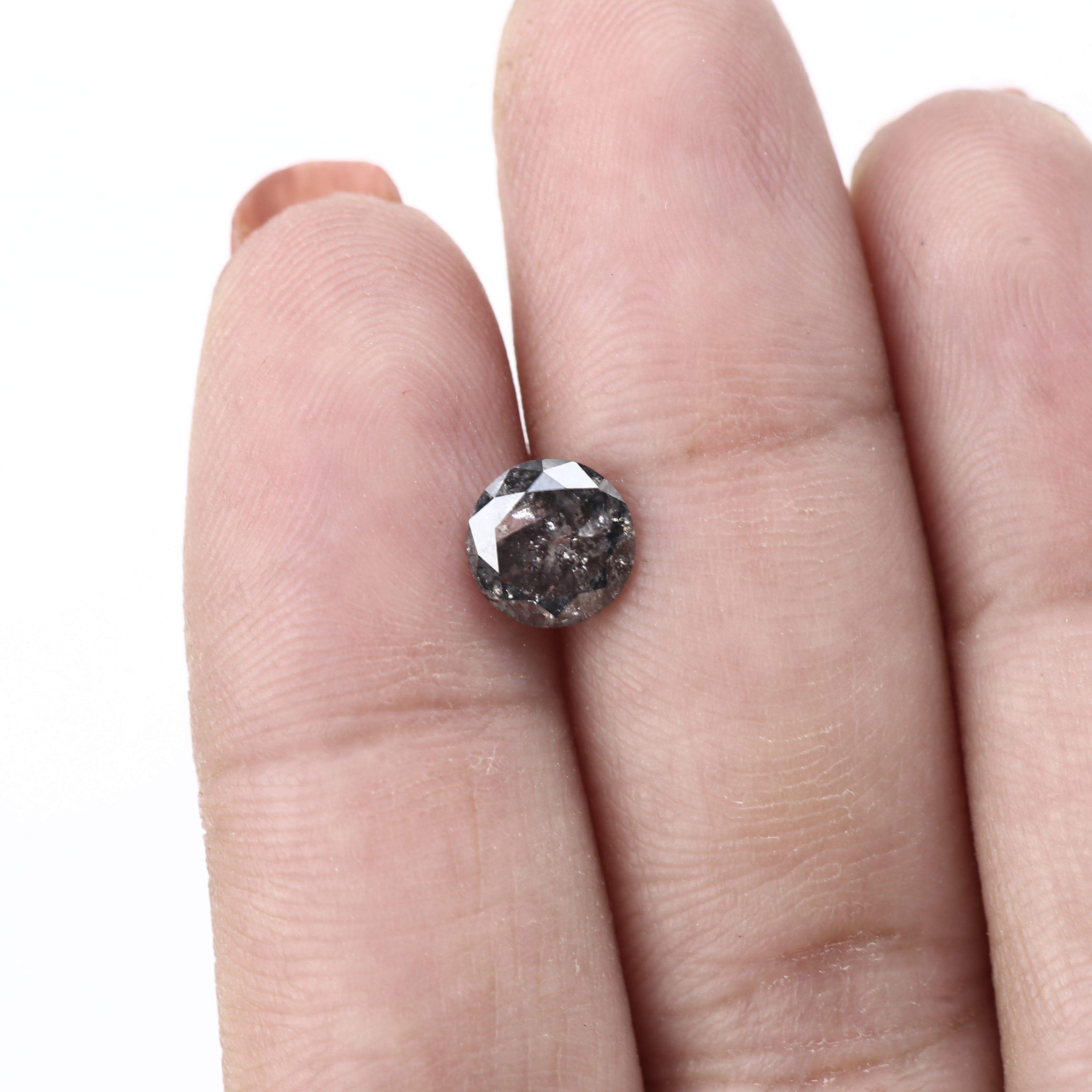 1.12ct Natural Galaxy Black Diamond Salt and Pepper Round 7 MM