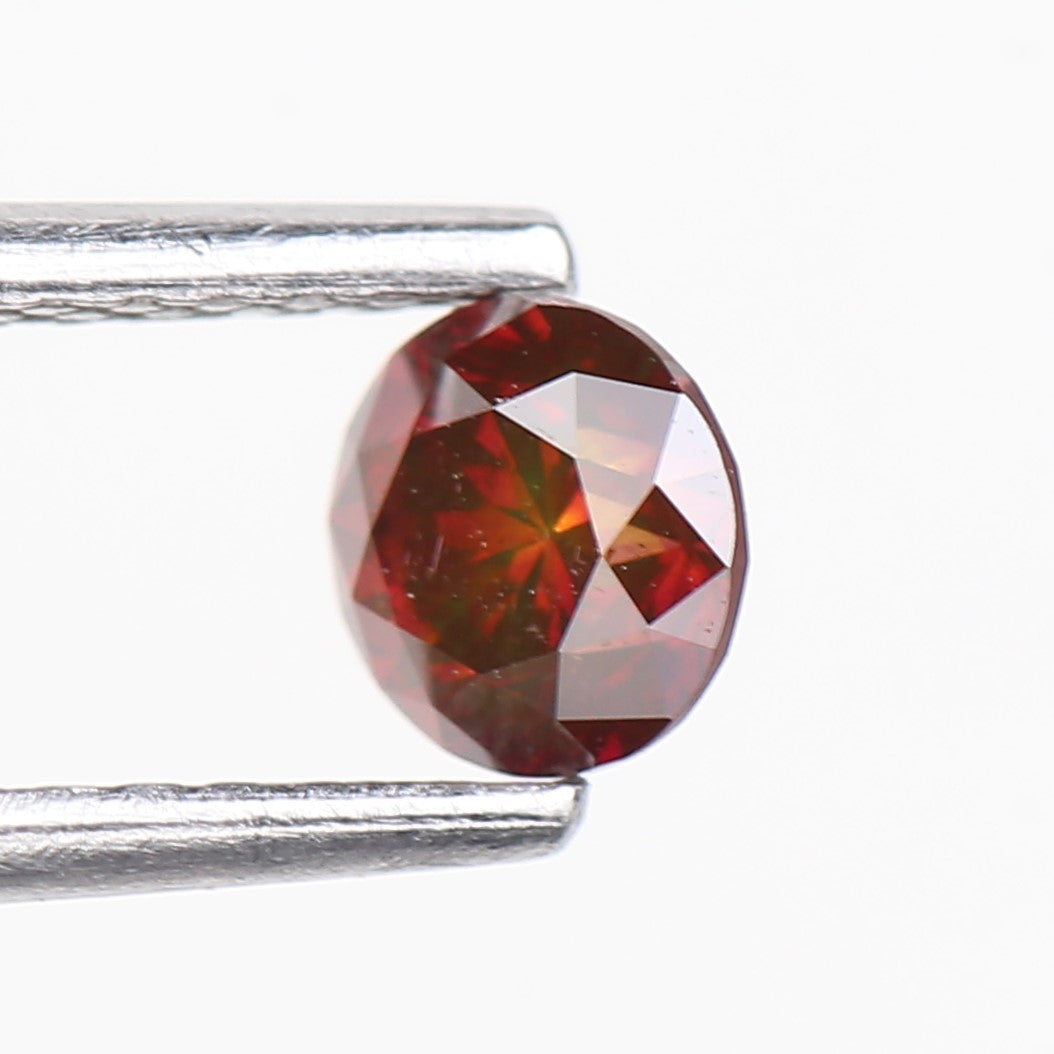0.32 Carat Natural Fancy Pink Red Salt and Pepper Diamond 4.4 MM