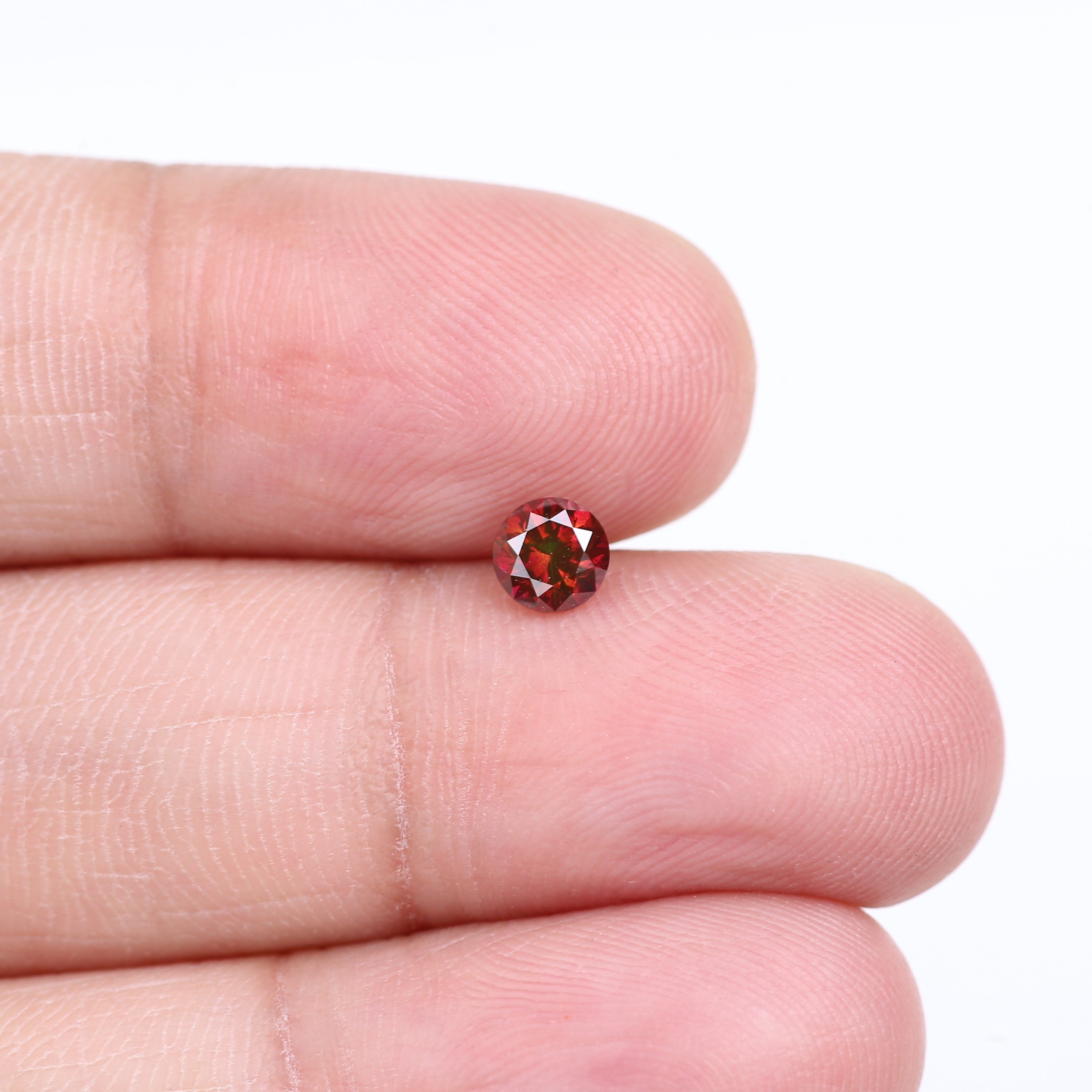 0.32 Carat Natural Fancy Pink Red Salt and Pepper Diamond 4.4 MM