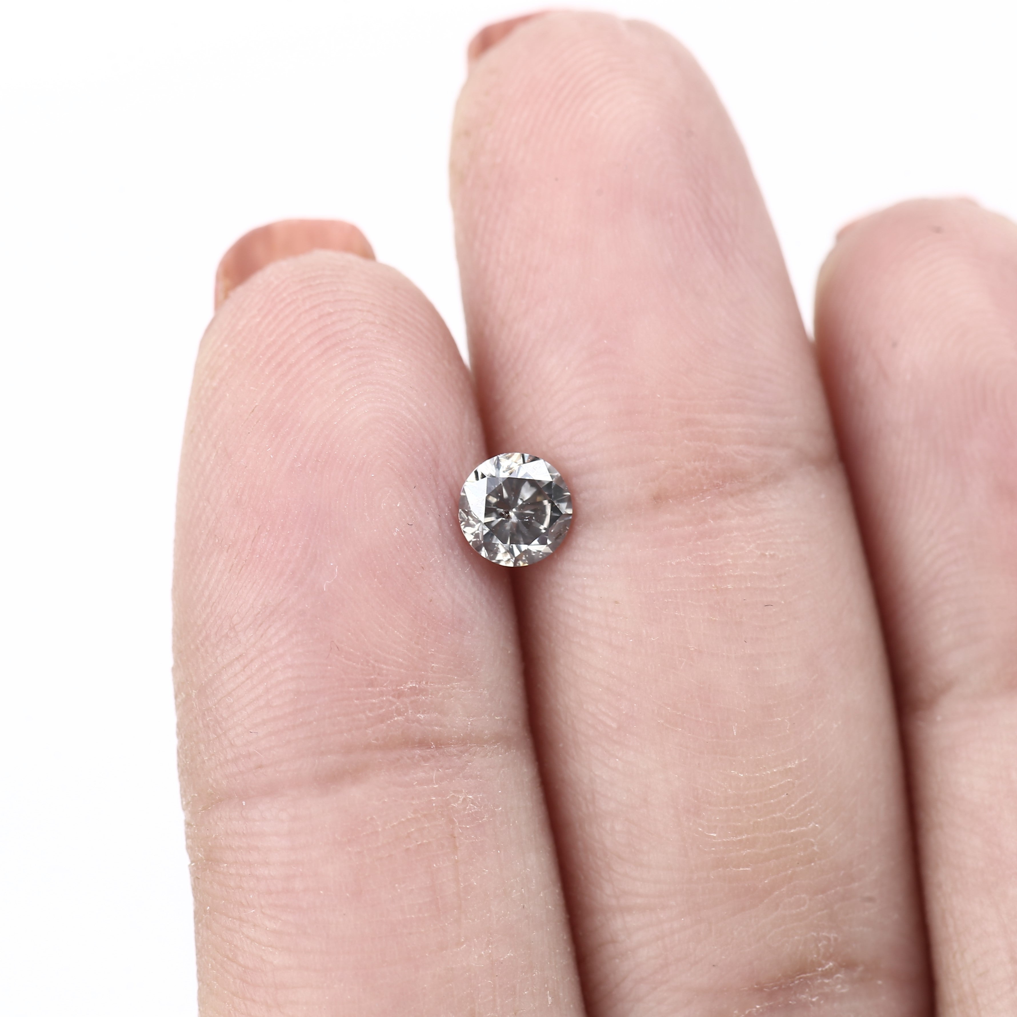0.50ct Natural Round Opalescent Gray Salt and Pepper Diamond 4.9 MM