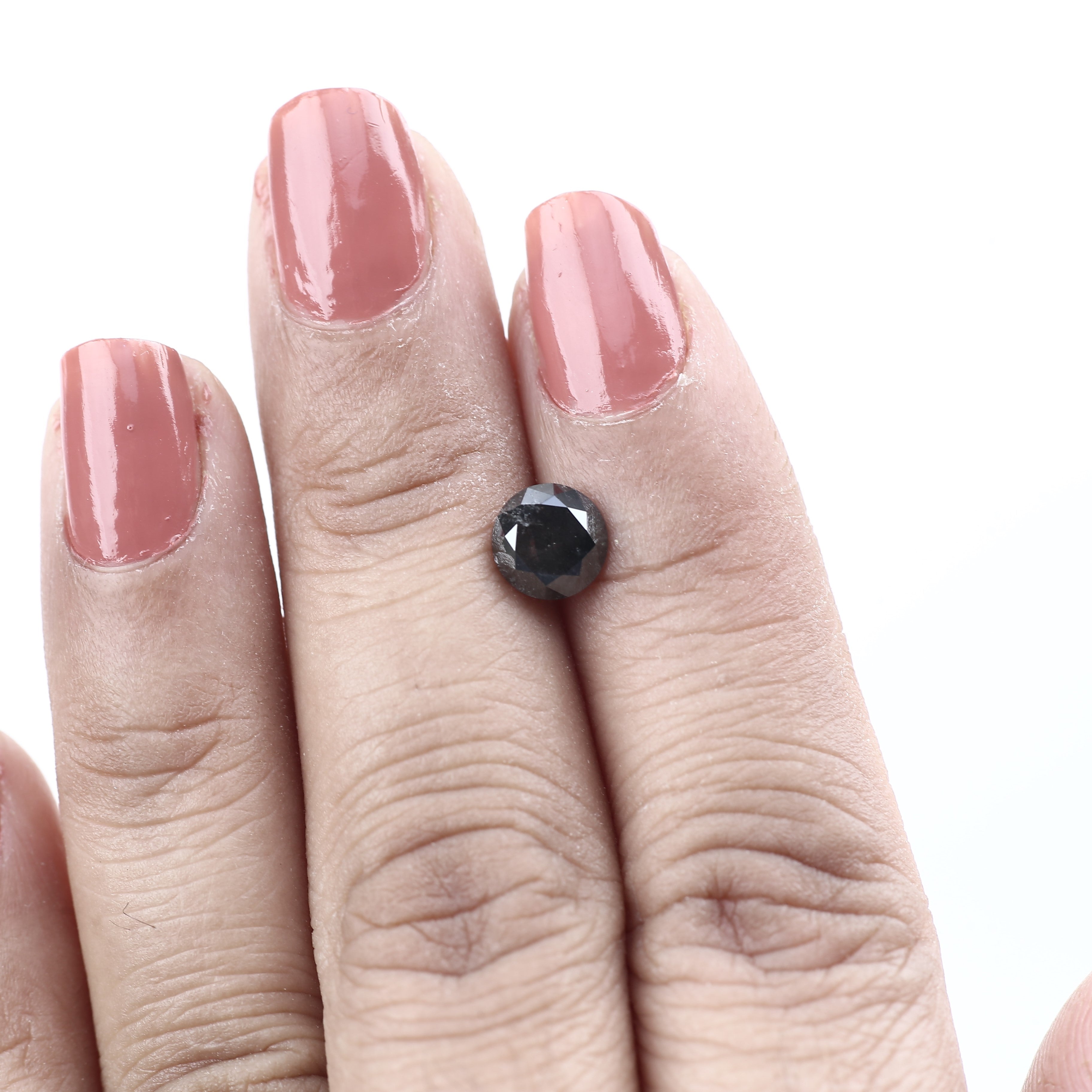 1.30ct Natural Round Shape Black Salt and Pepper Diamond 6.6 MM