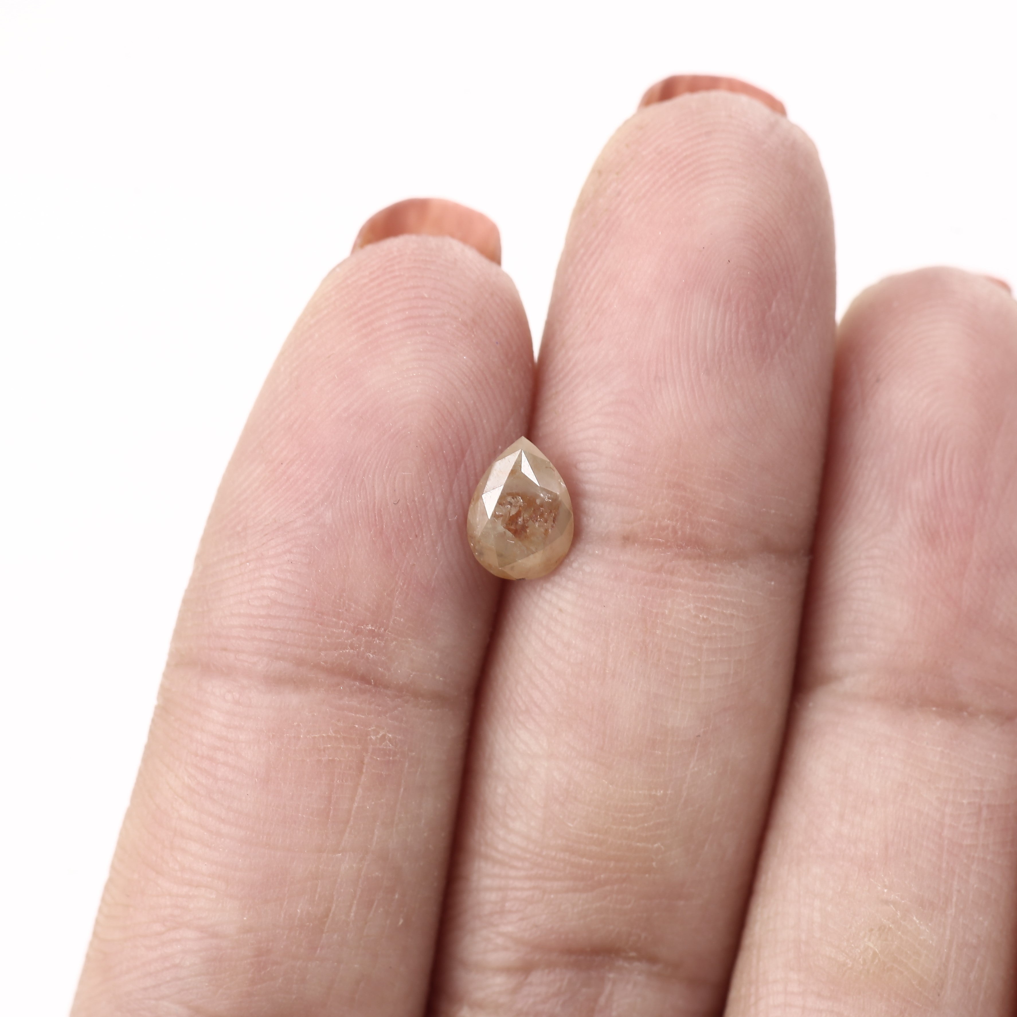 0.90 Carat Orange Salt and Pepper Pear Shape Diamond 7.2 MM