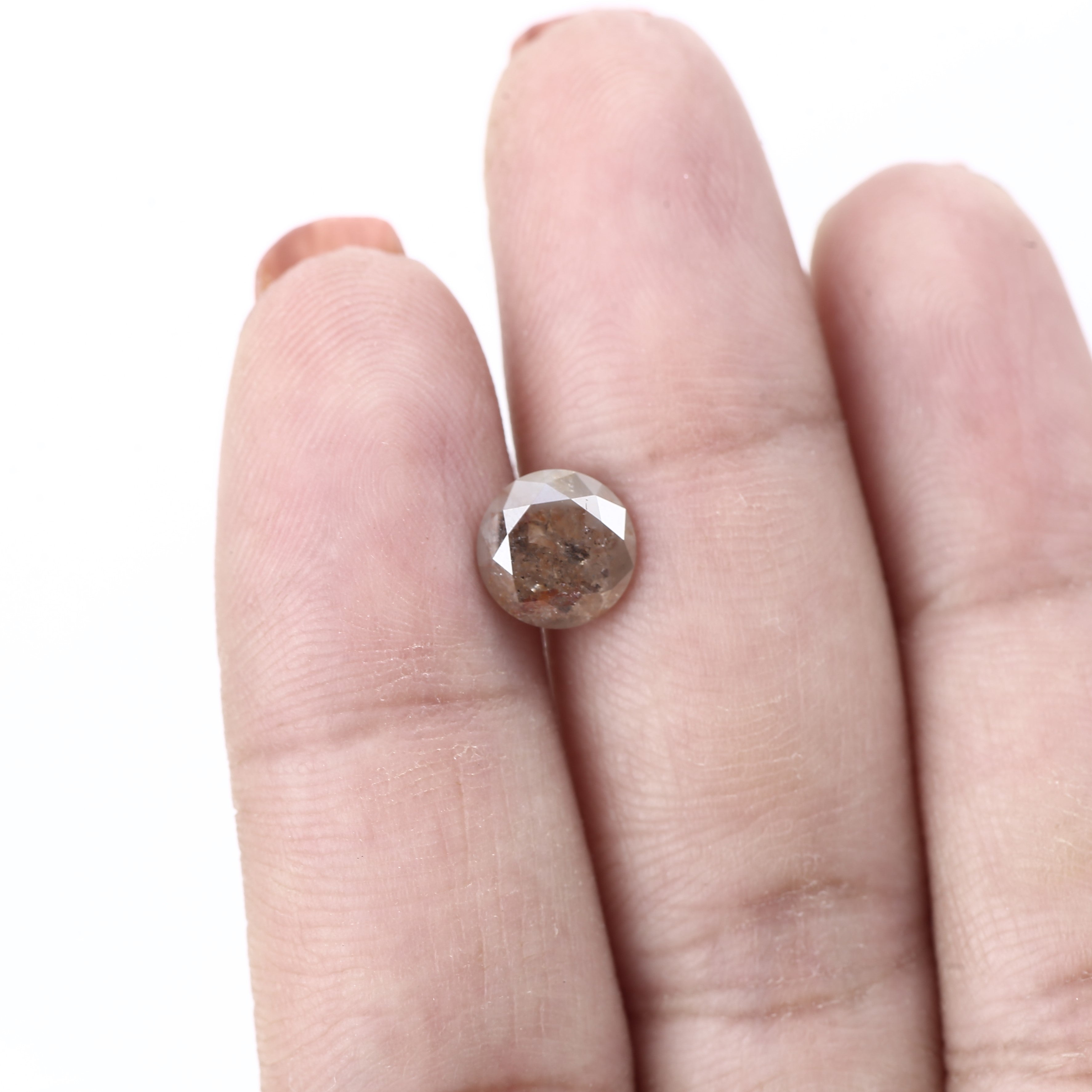 1.88 Carat Rustic Round Shape Salt and Pepper Diamond 7.5 MM