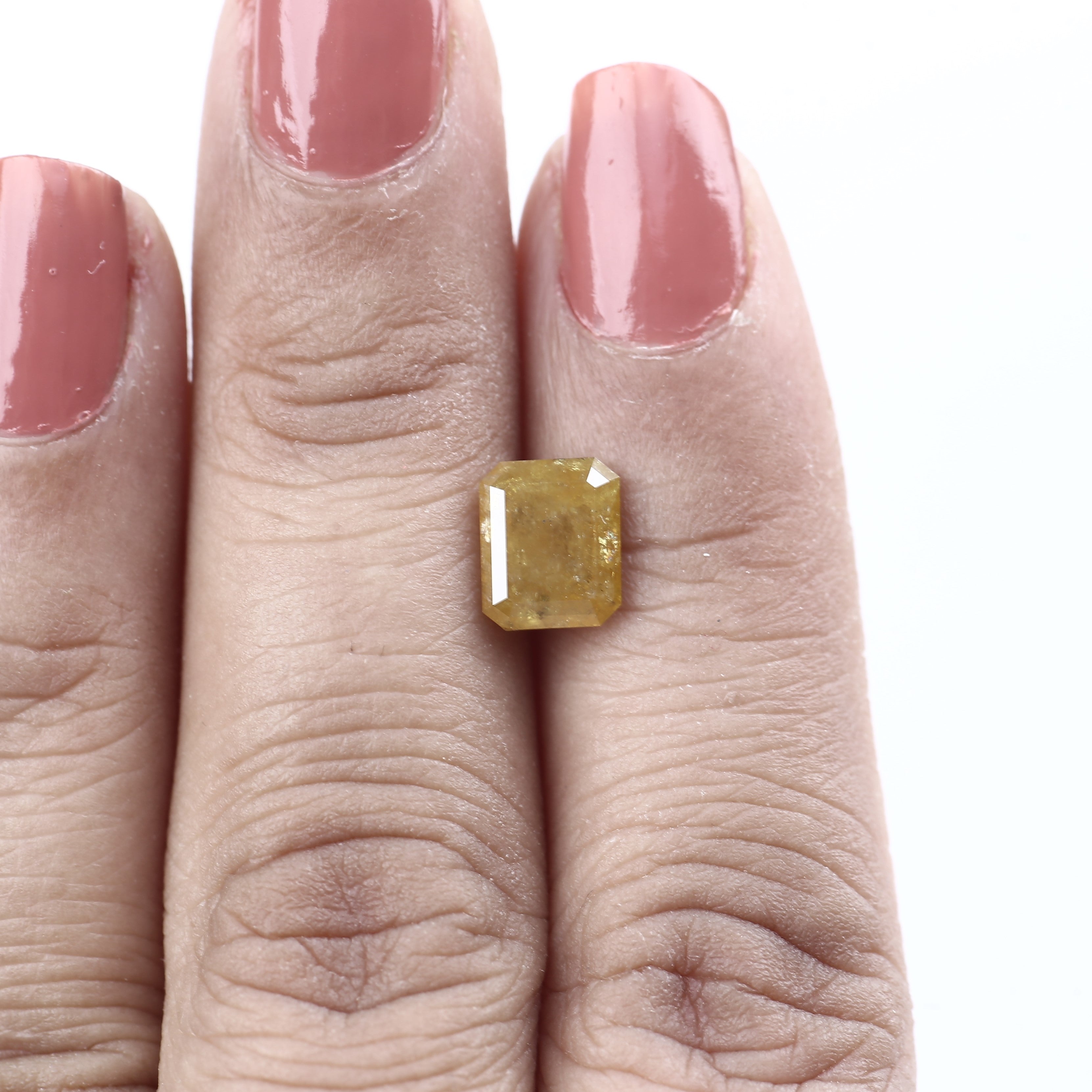 1.78 Carat Natural Emerald Cut Rustic Fancy Yellow Diamond 7.7 MM
