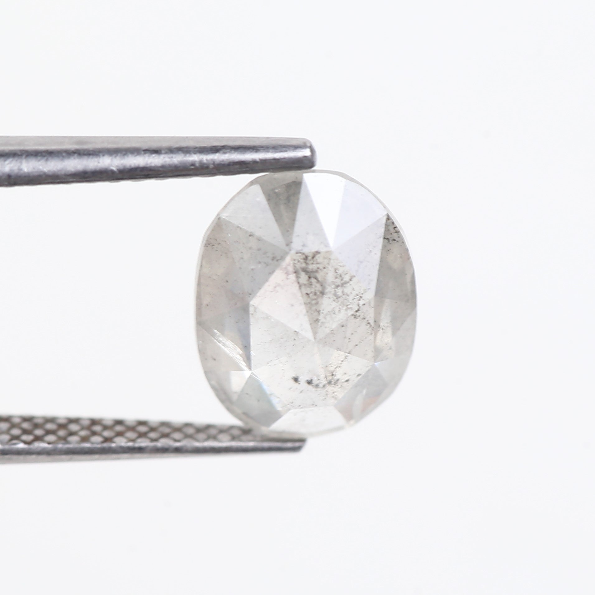2.18 Carat Natural Oval Rose Cut Salt and Pepper Diamond 10.44 MM