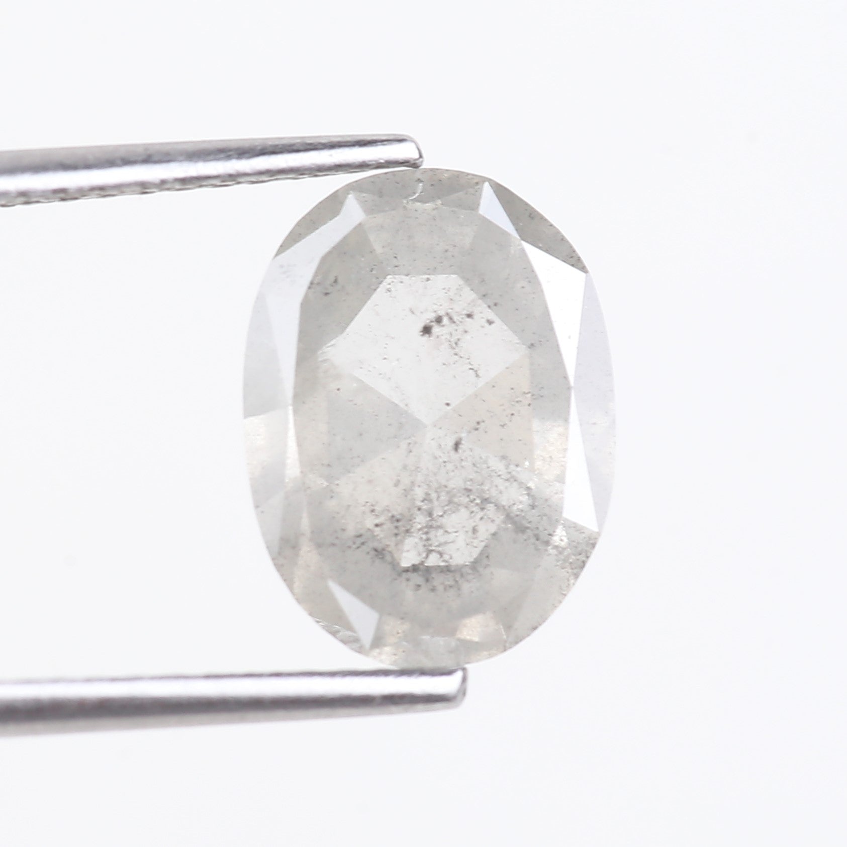 2.18 Carat Natural Oval Rose Cut Salt and Pepper Diamond 10.44 MM