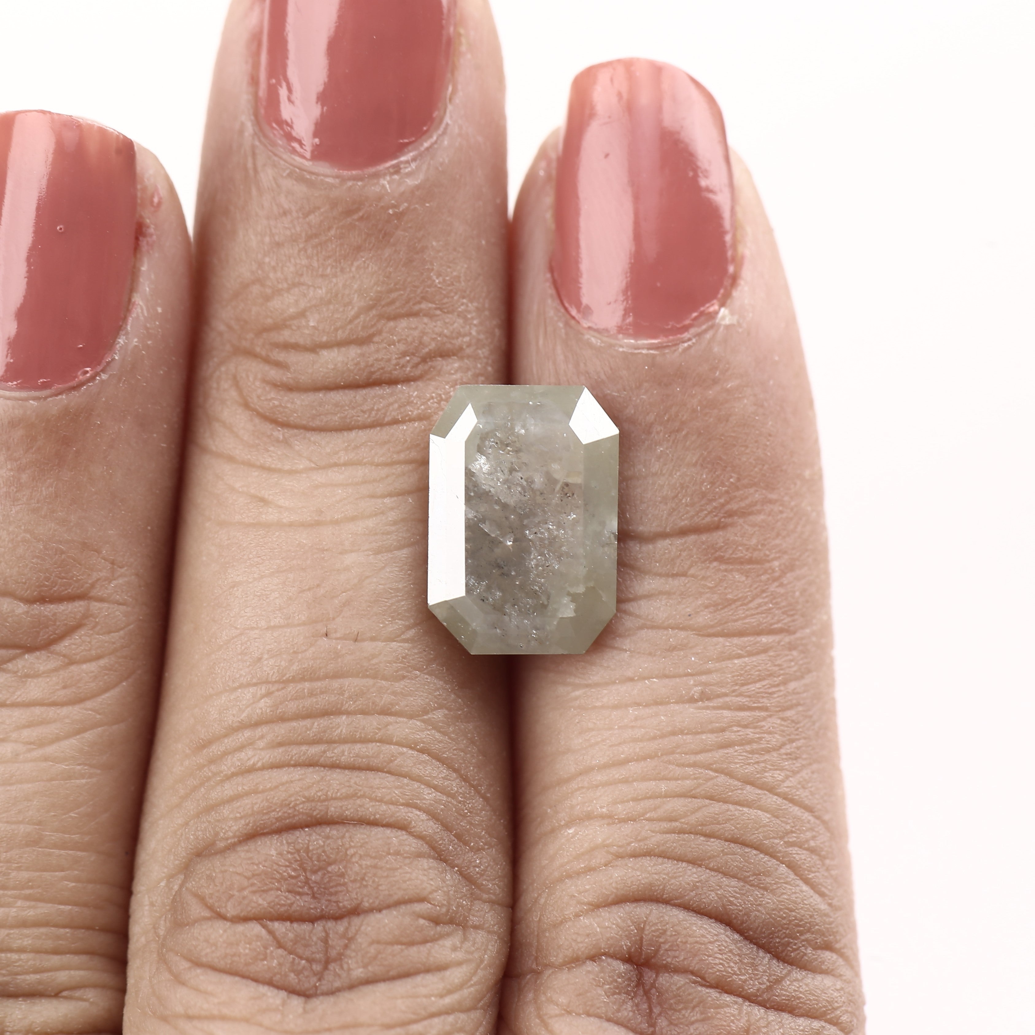 5 Carat Salt and Pepper Diamonds Emerald Cut Gray 12.39 MM