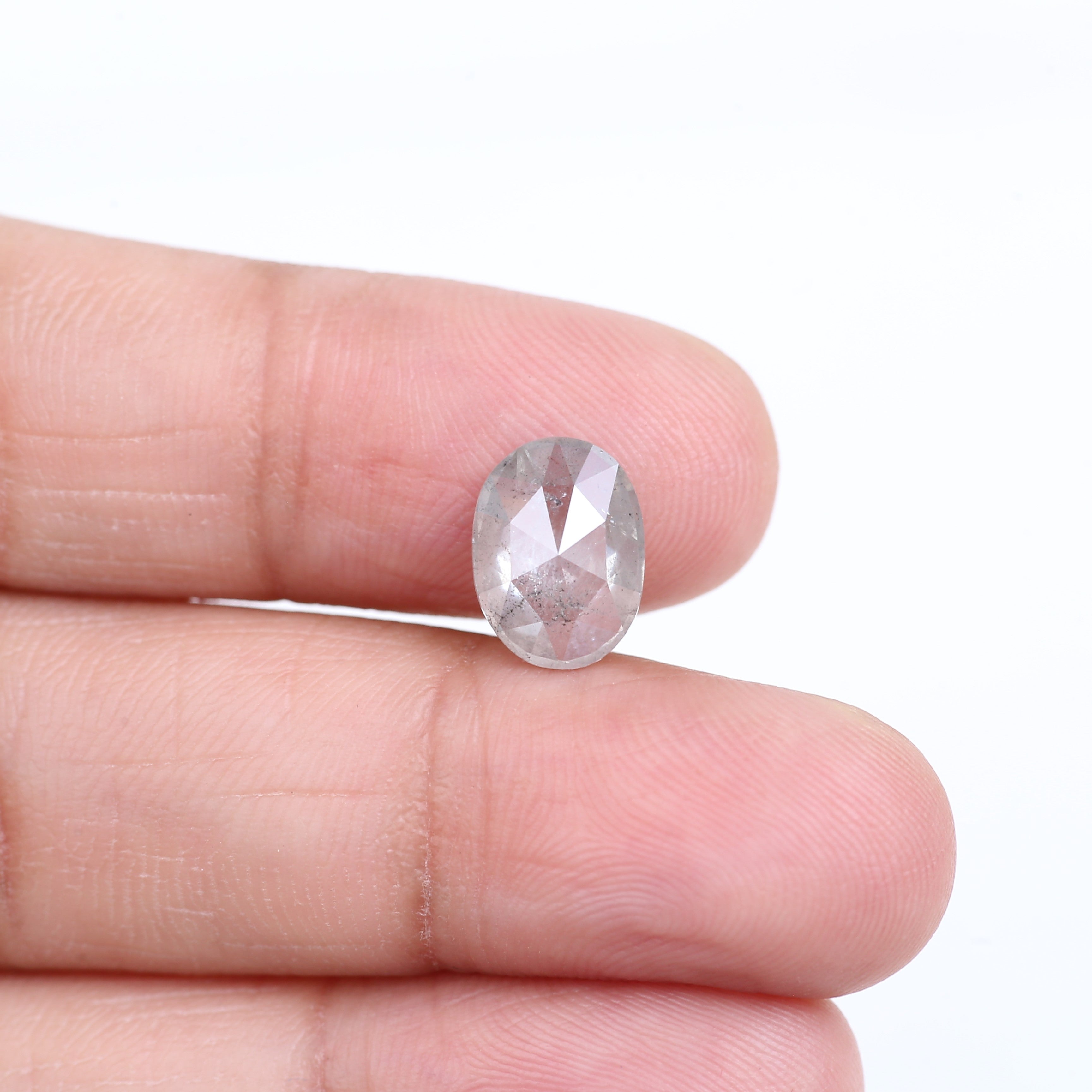 2.18 Carat Natural Oval Rose Cut Salt and Pepper Diamond 10.44 MM
