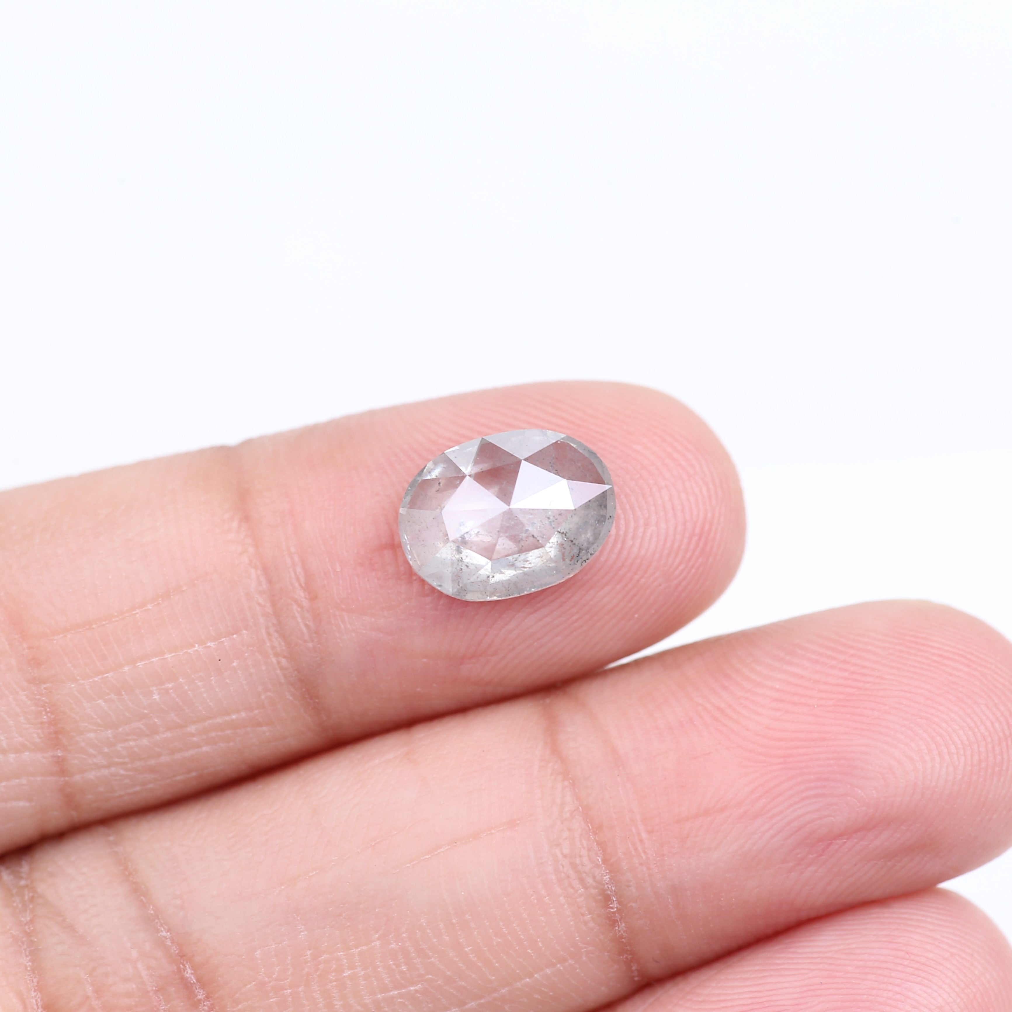 2.18 Carat Natural Oval Rose Cut Salt and Pepper Diamond 10.44 MM
