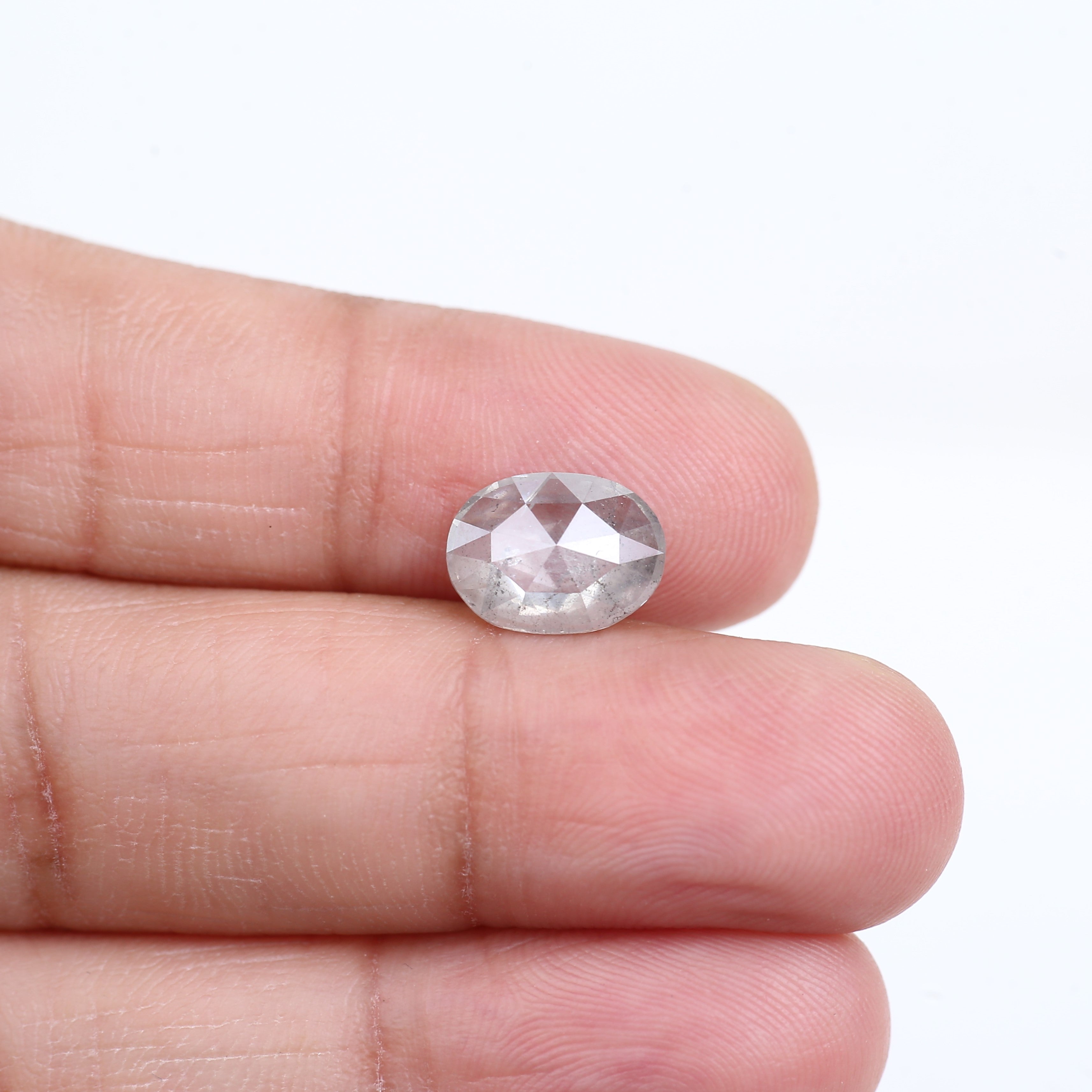 2.18 Carat Natural Oval Rose Cut Salt and Pepper Diamond 10.44 MM