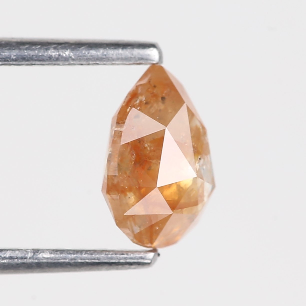 0.90 Carat Natural Salt And Pepper Pear Cut Orange Diamond 6.84 MM