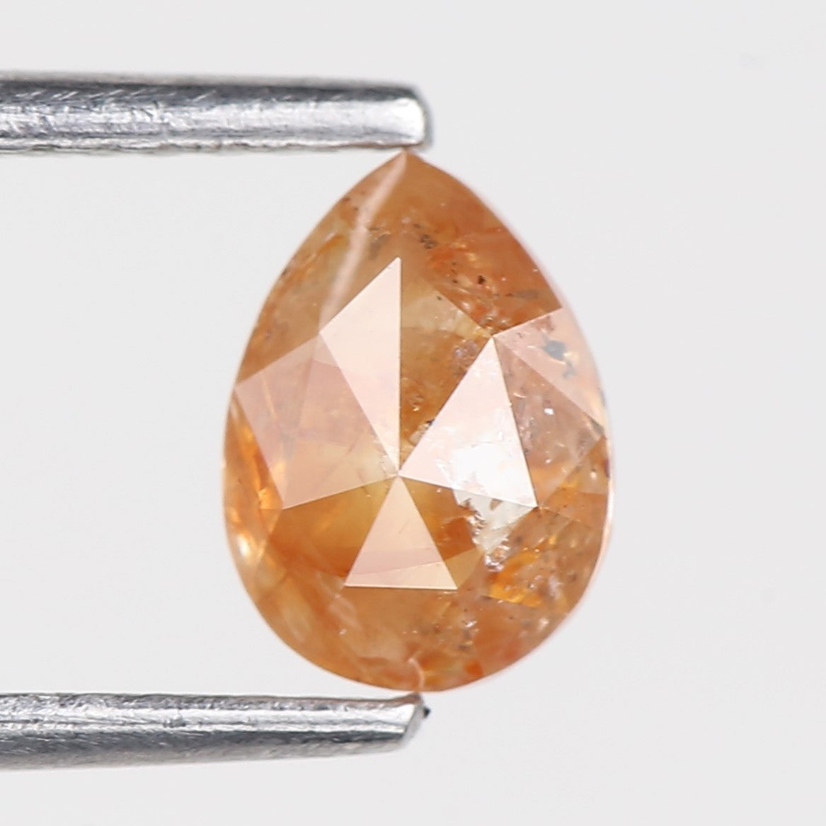 0.90 Carat Natural Salt And Pepper Pear Cut Orange Diamond 6.84 MM