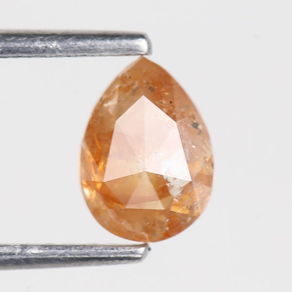 0.90 Carat Natural Salt And Pepper Pear Cut Orange Diamond 6.84 MM