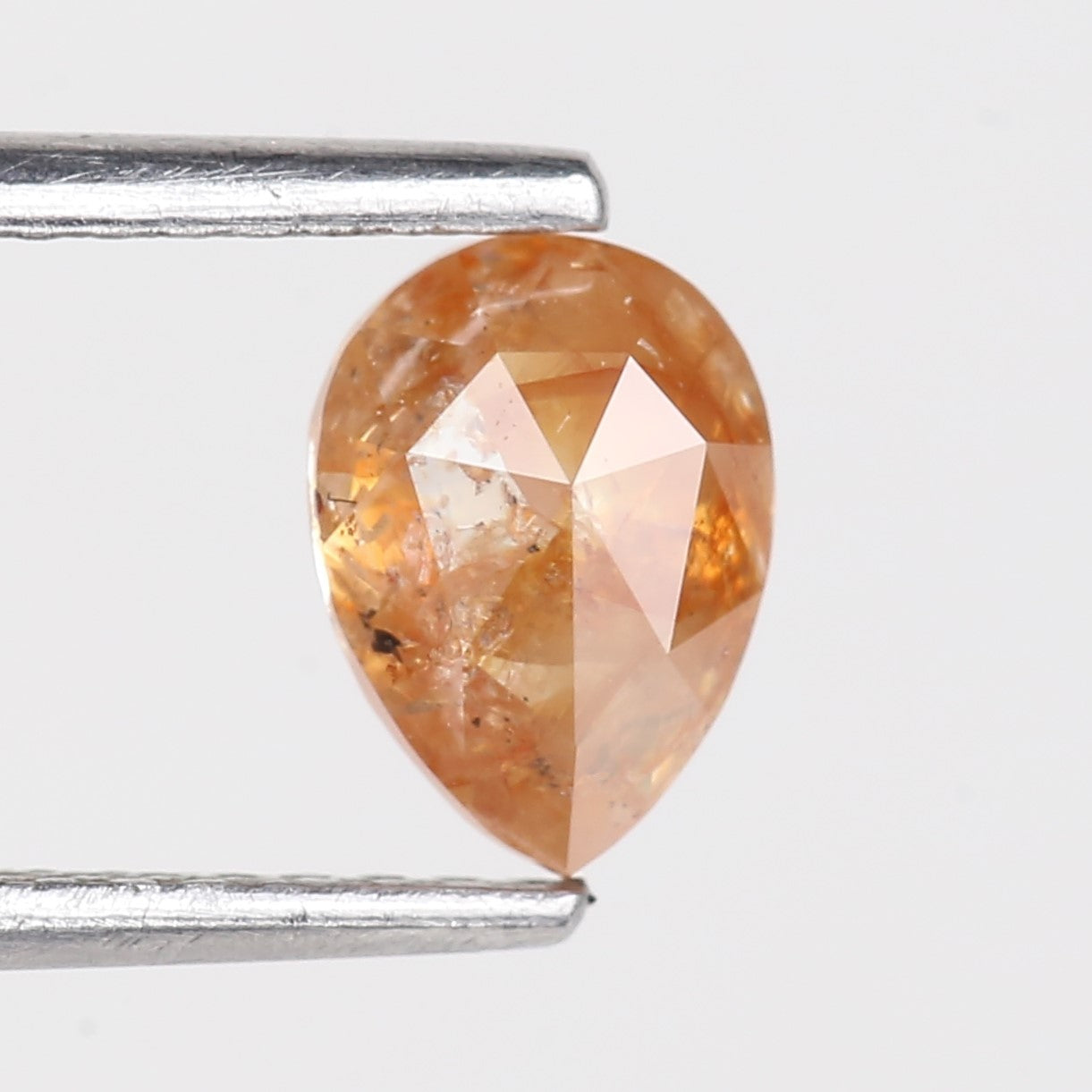 0.90 Carat Natural Salt And Pepper Pear Cut Orange Diamond 6.84 MM