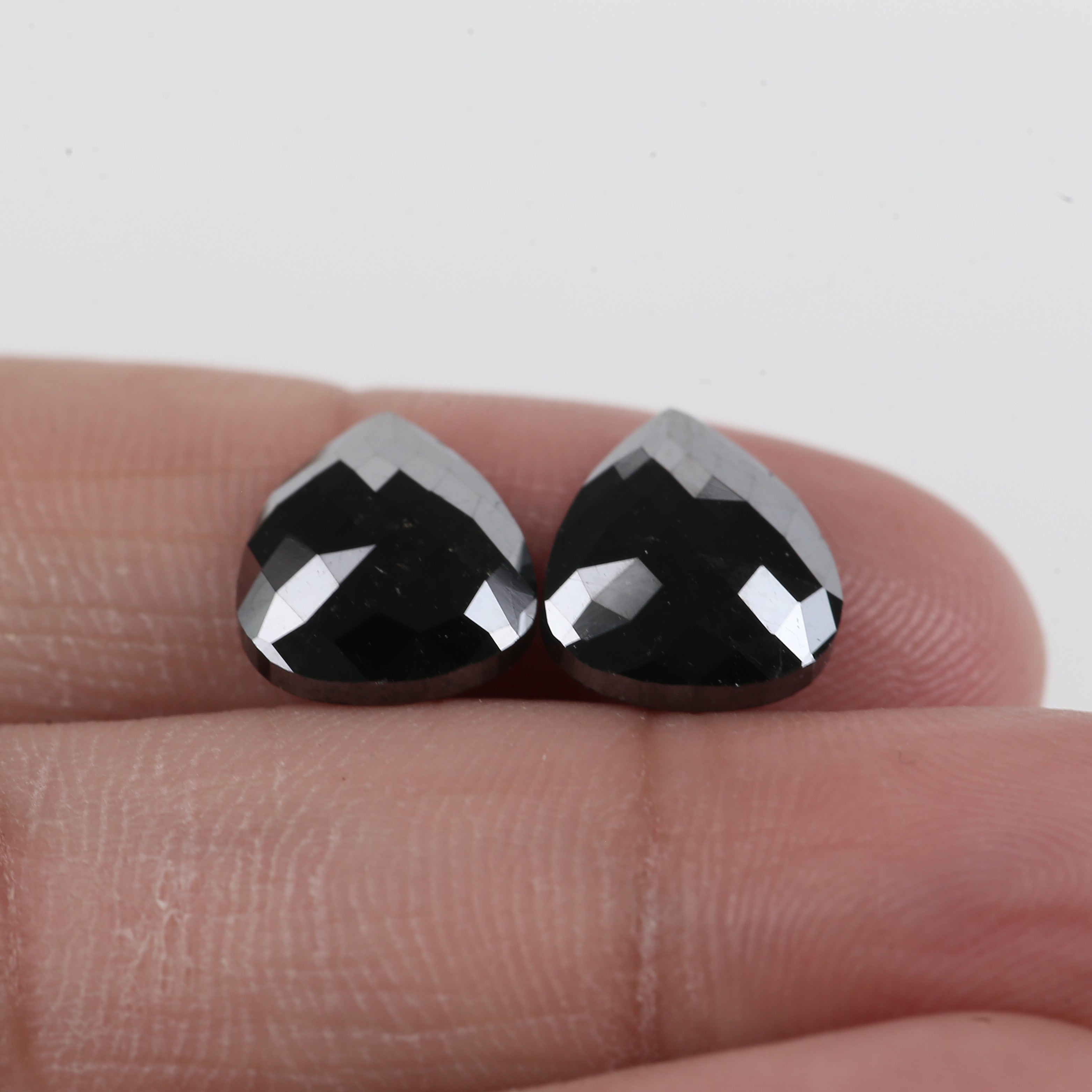 5.87 Carat Pear Checker Cut Natural Black Diamond Pair 11.63 MM