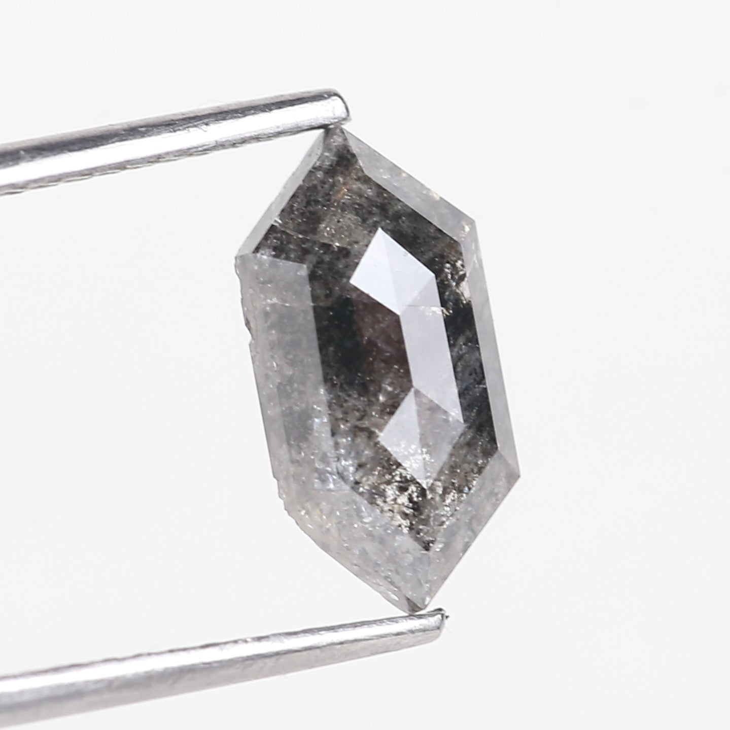 1.61 Carat Natural Salt And Pepper Hexagon Cut Gray Diamond 11.11 MM