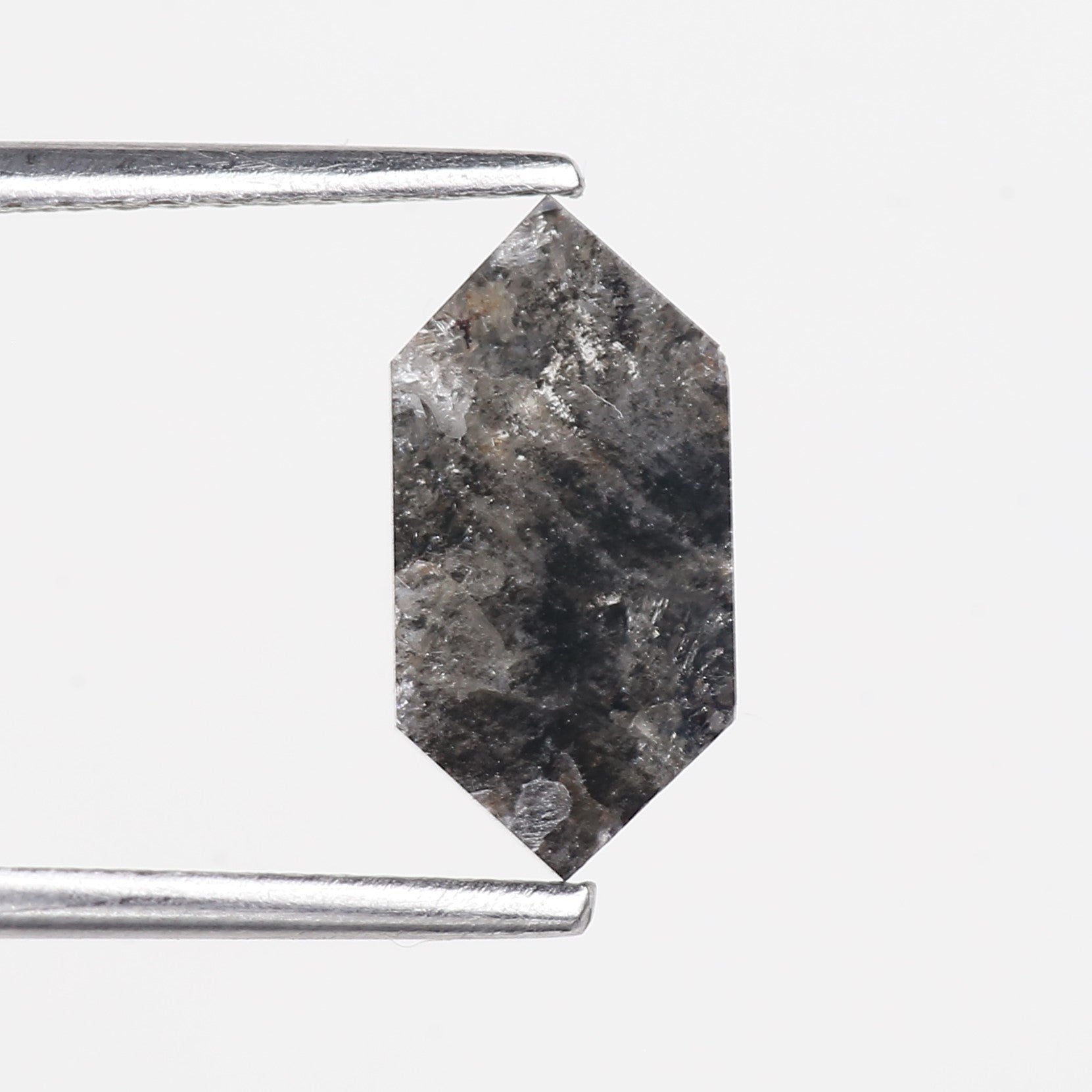 1.61 Carat Natural Salt And Pepper Hexagon Cut Gray Diamond 11.11 MM