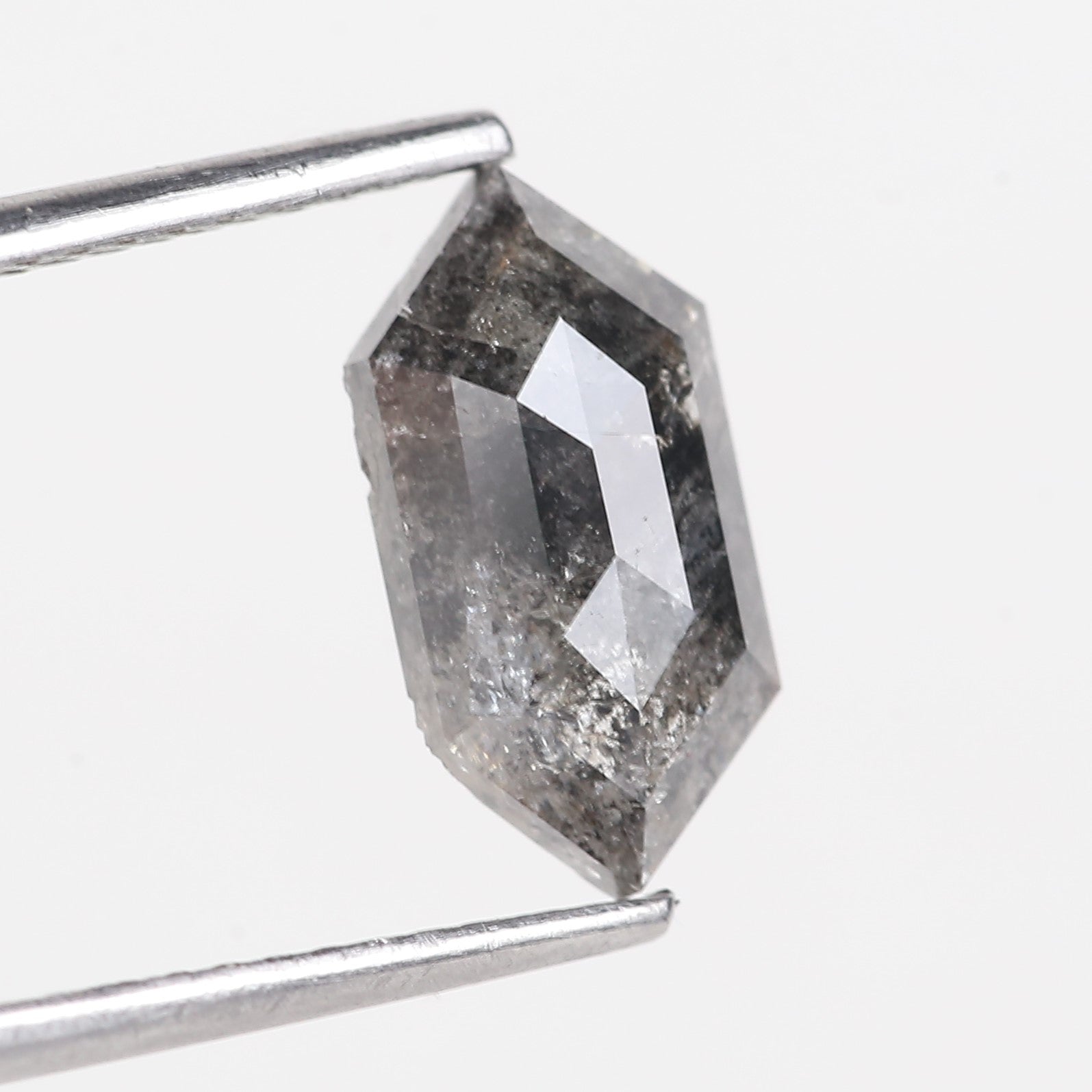 1.61 Carat Natural Salt And Pepper Hexagon Cut Gray Diamond 11.11 MM