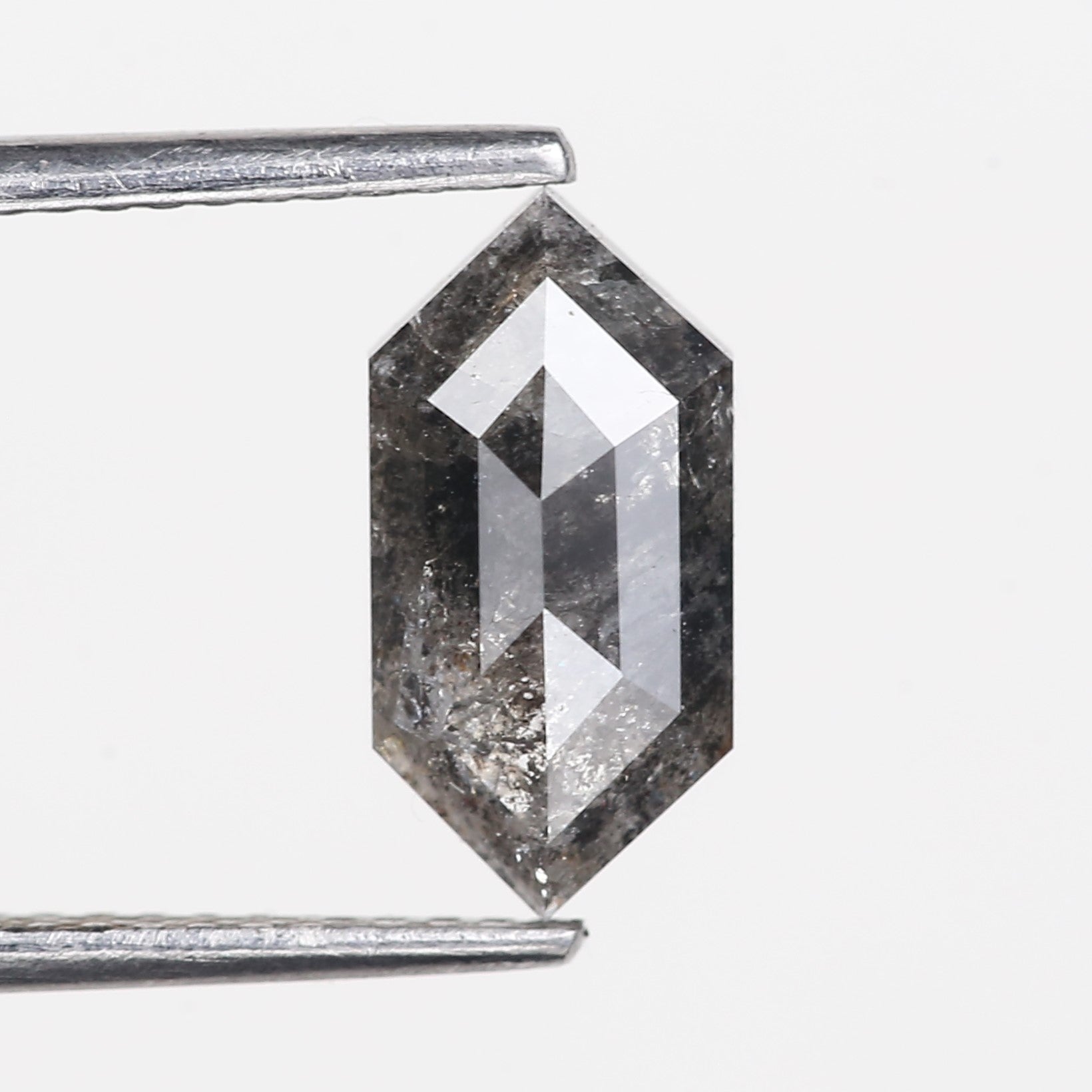 1.61 Carat Natural Salt And Pepper Hexagon Cut Gray Diamond 11.11 MM