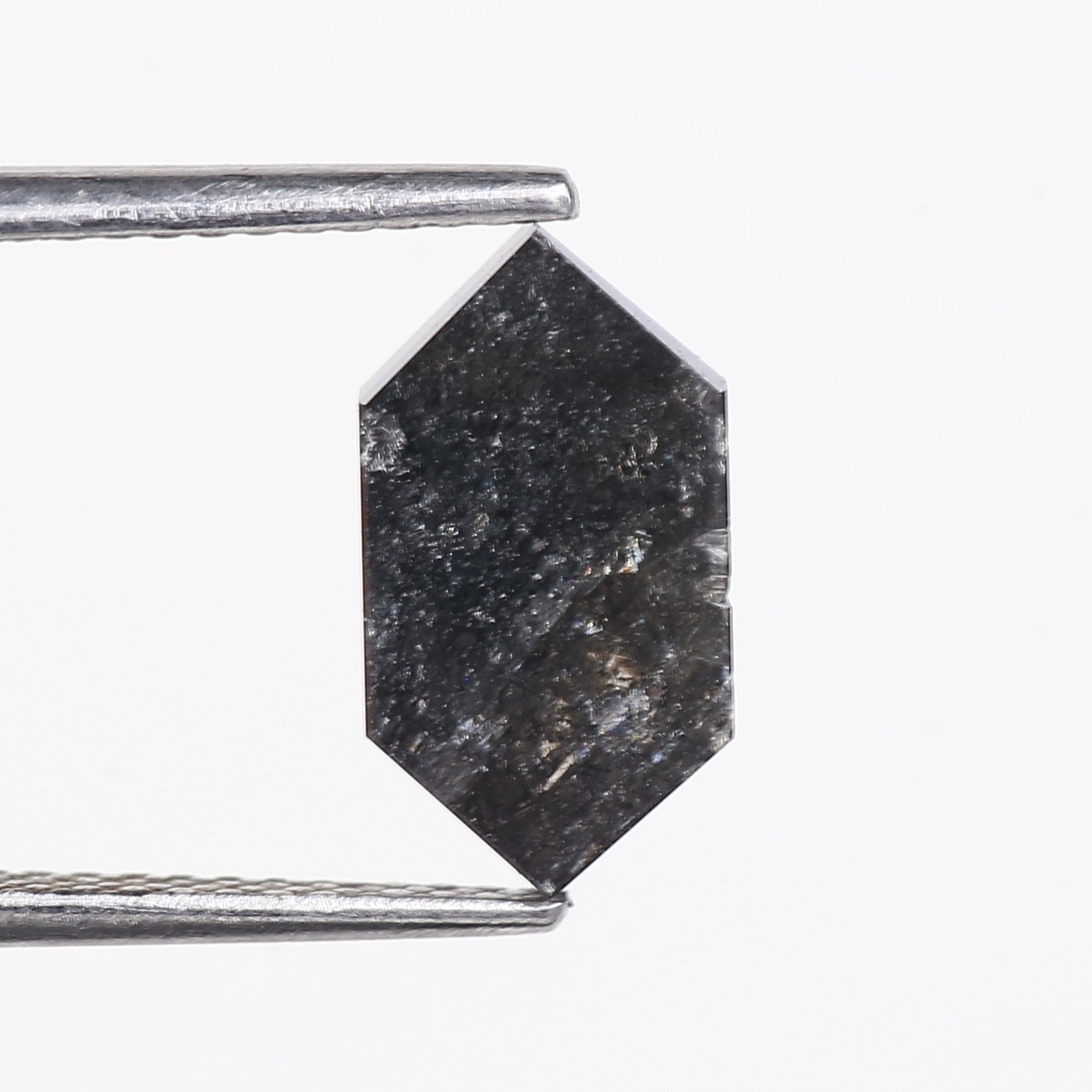 2.18 Carat Natural Salt And Pepper Hexagon Cut Black Grey Diamond 11.44 MM