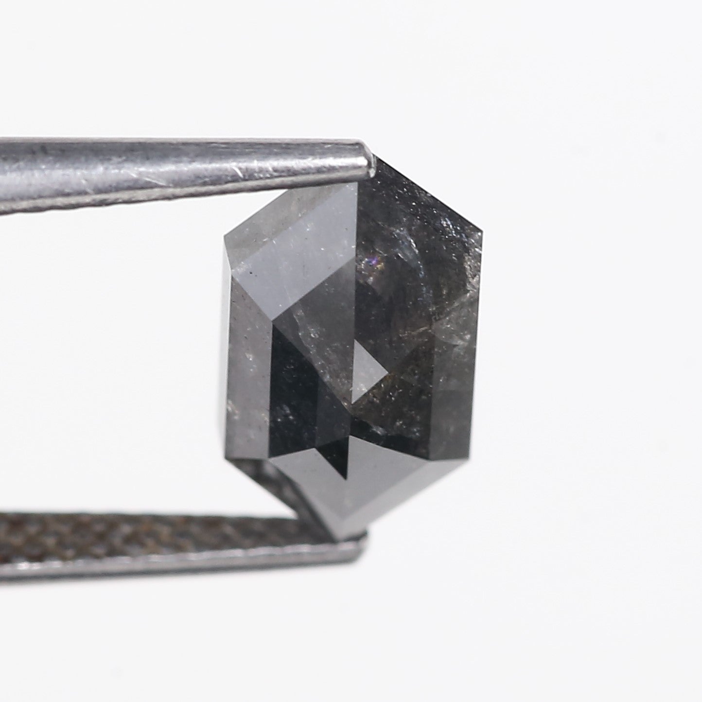 2.18 Carat Natural Salt And Pepper Hexagon Cut Black Grey Diamond 11.44 MM