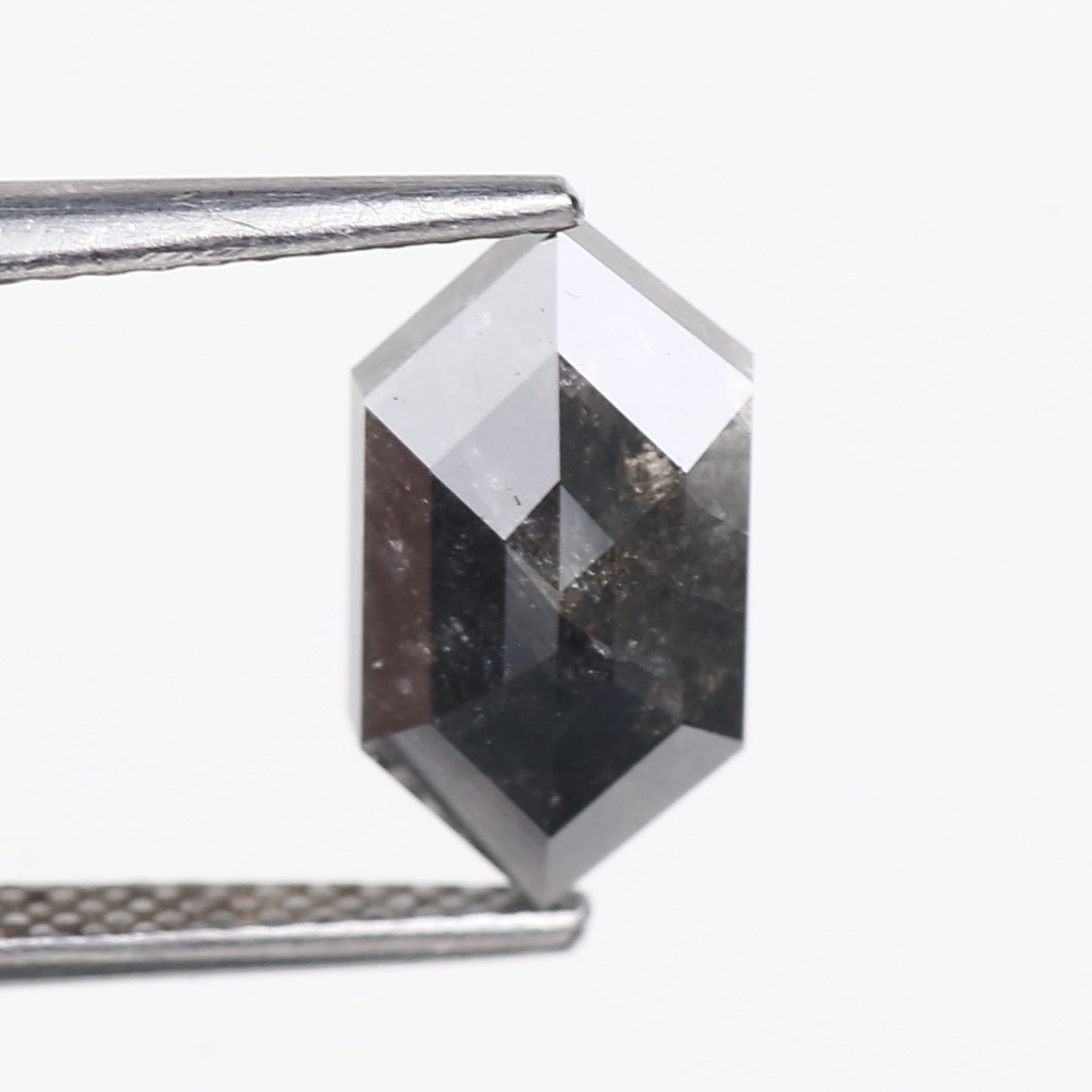 2.18 Carat Natural Salt And Pepper Hexagon Cut Black Grey Diamond 11.44 MM