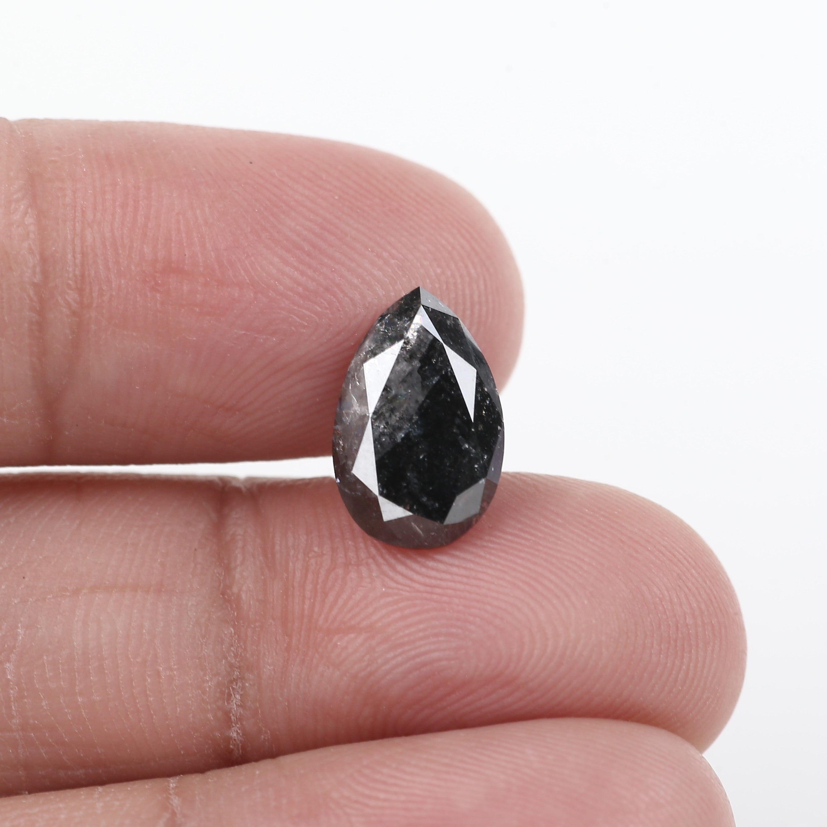 3.28 Carat Salt And Pepper Pear Cut Natural Loose Diamond 11.51 MM