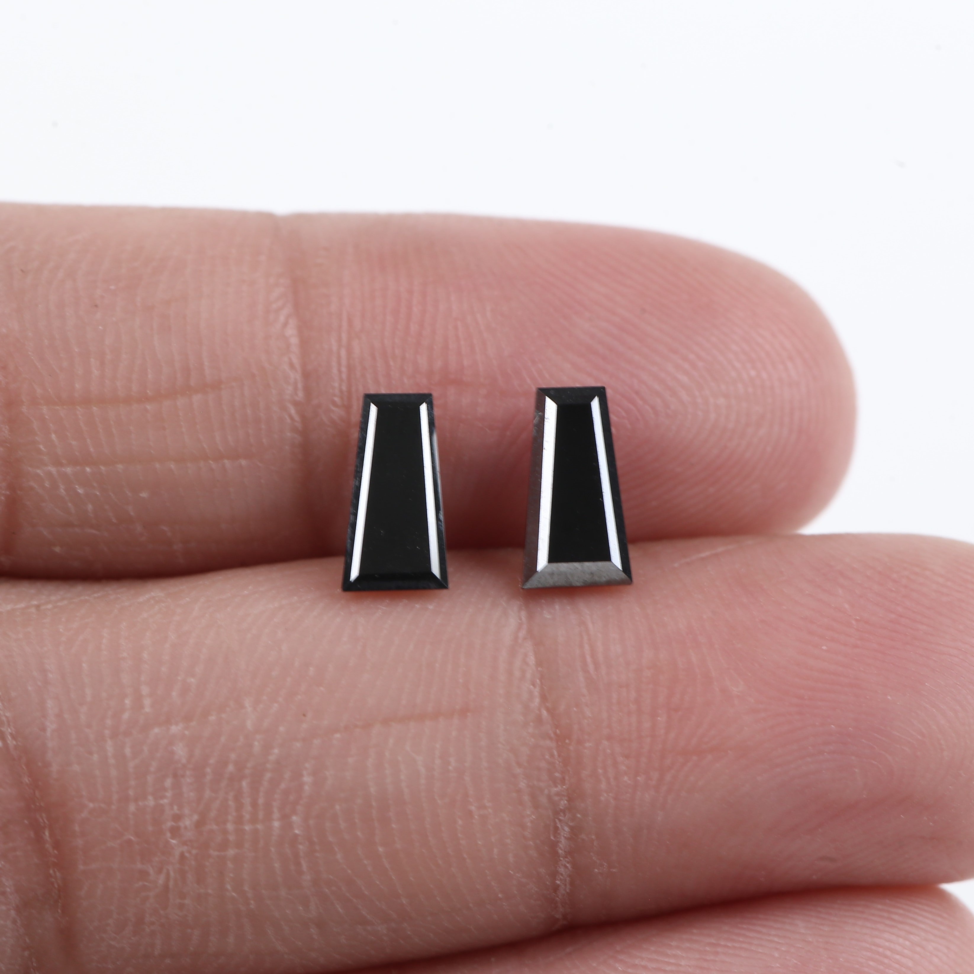 1.62 TCW Black Tapered Baguette Cut Natural Diamond Pair 7.86 MM