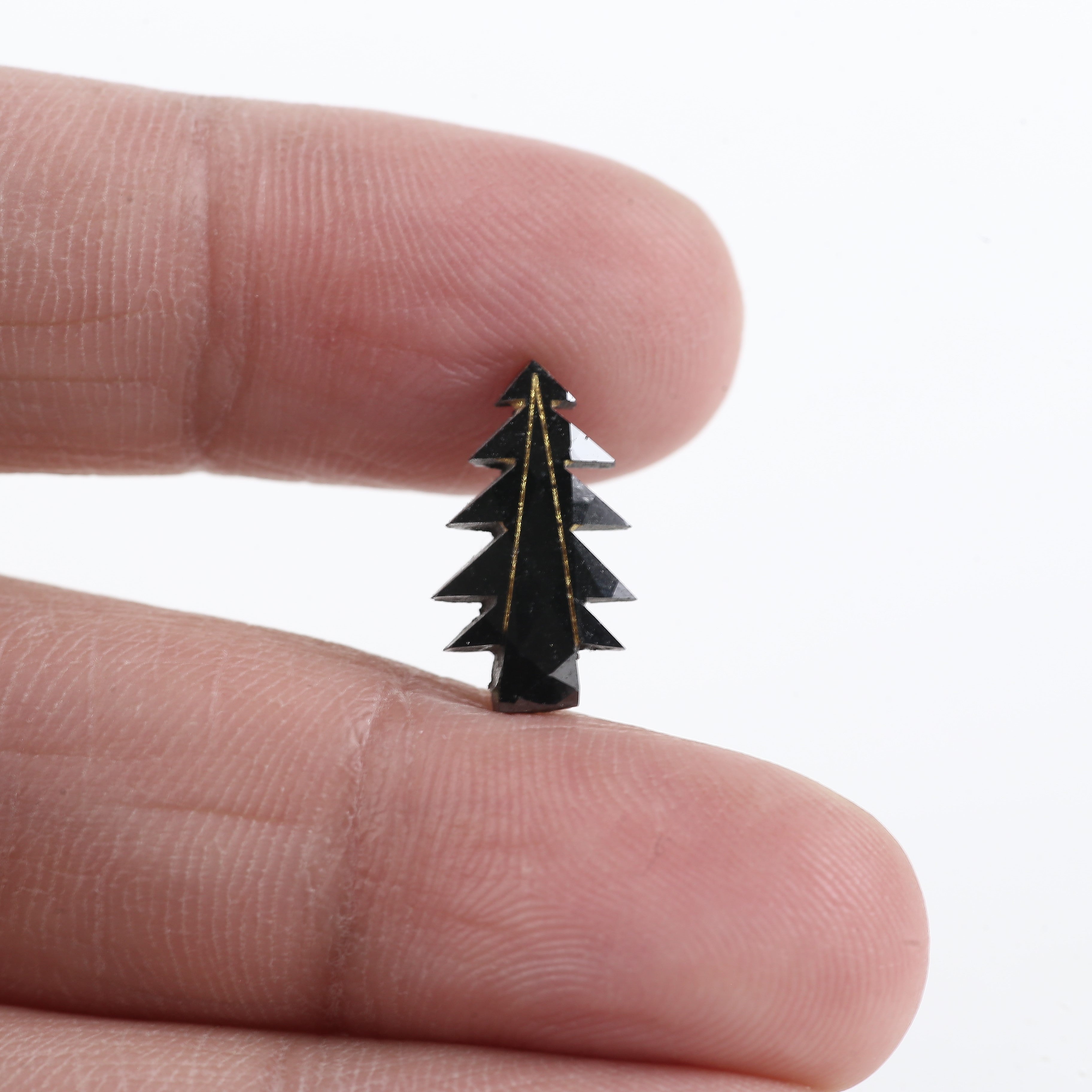 2.40 Carat Natural Christmas Tree Cut Black Diamond 14.19 MM