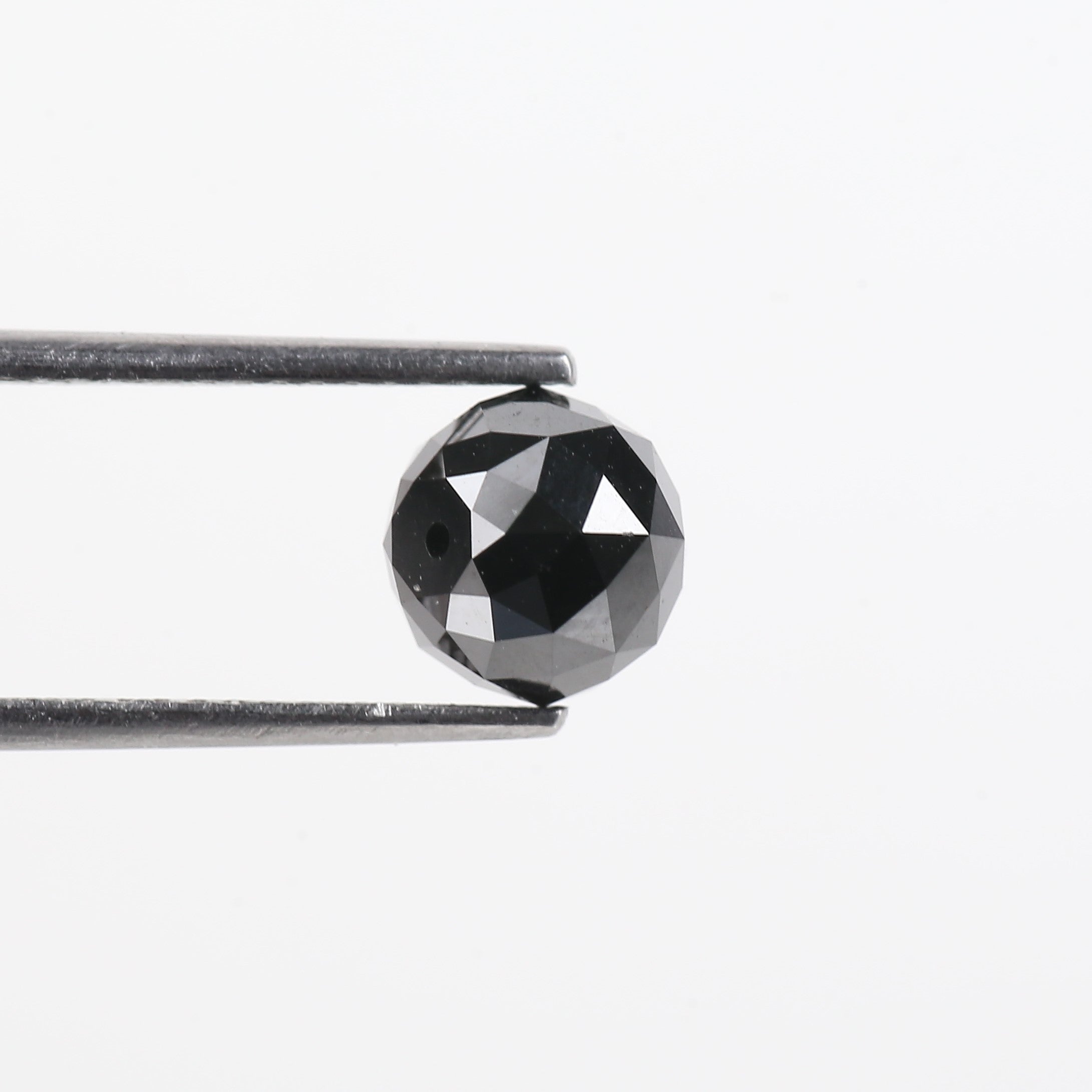 2.78 Carat Natural Black Diamond Beads Checker Cut Balls Cut 7.31 MM