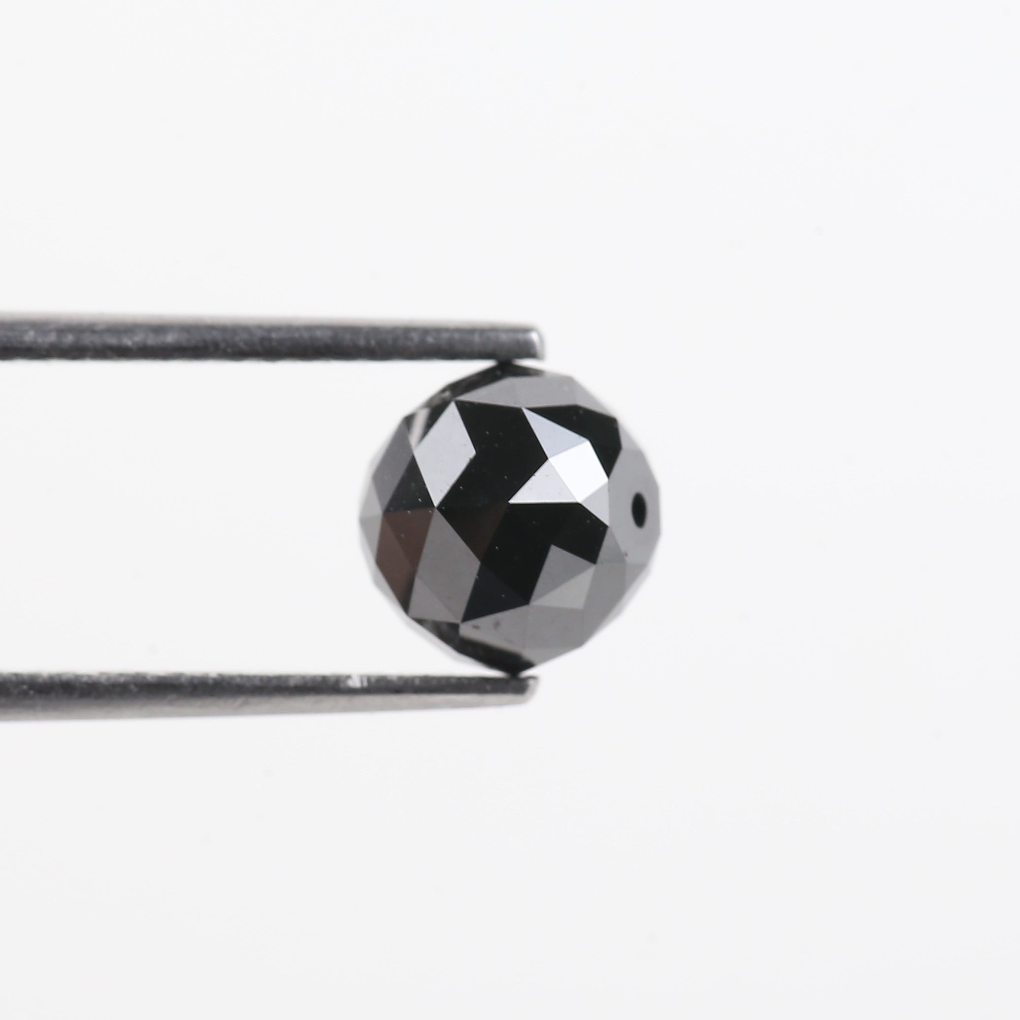 2.78 Carat Natural Black Diamond Beads Checker Cut Balls Cut 7.31 MM