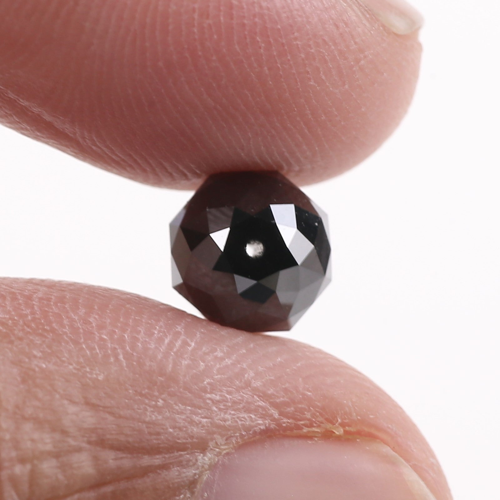 2.78 Carat Natural Black Diamond Beads Checker Cut Balls Cut 7.31 MM