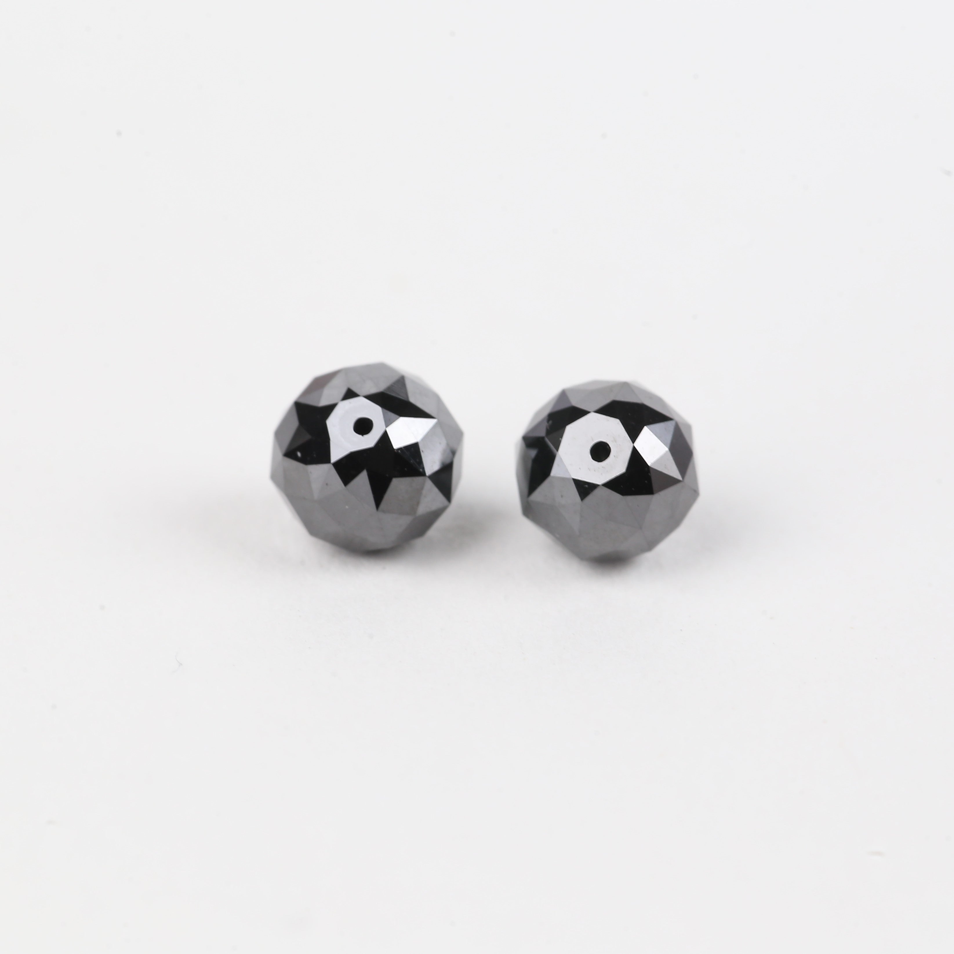5.68 Tcw Black Diamond Beads Checker Cut Balls 7.31 MM