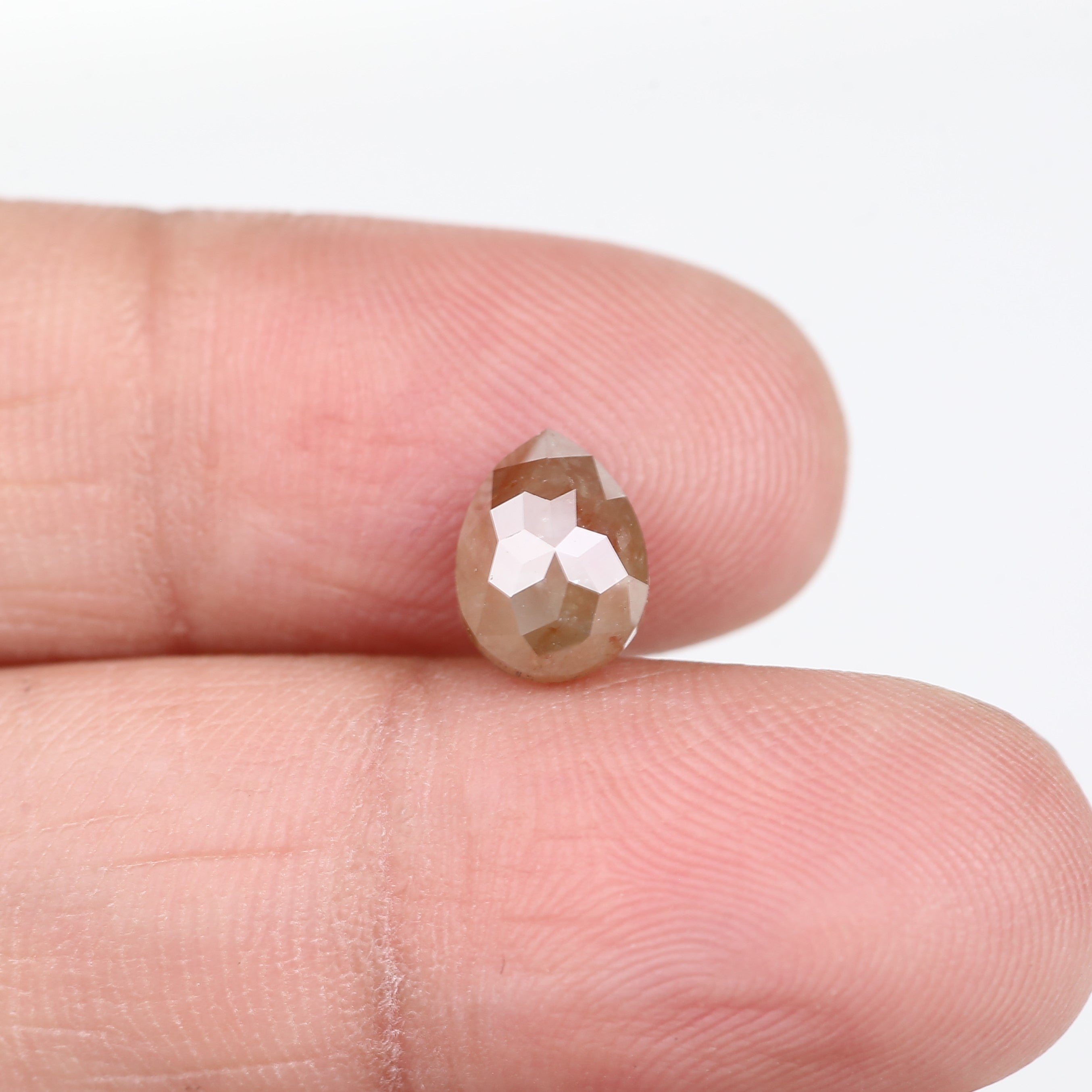 1.95 Carat Natural Orange Brown Pear Loose Salt Pepper Diamond 8.4 MM