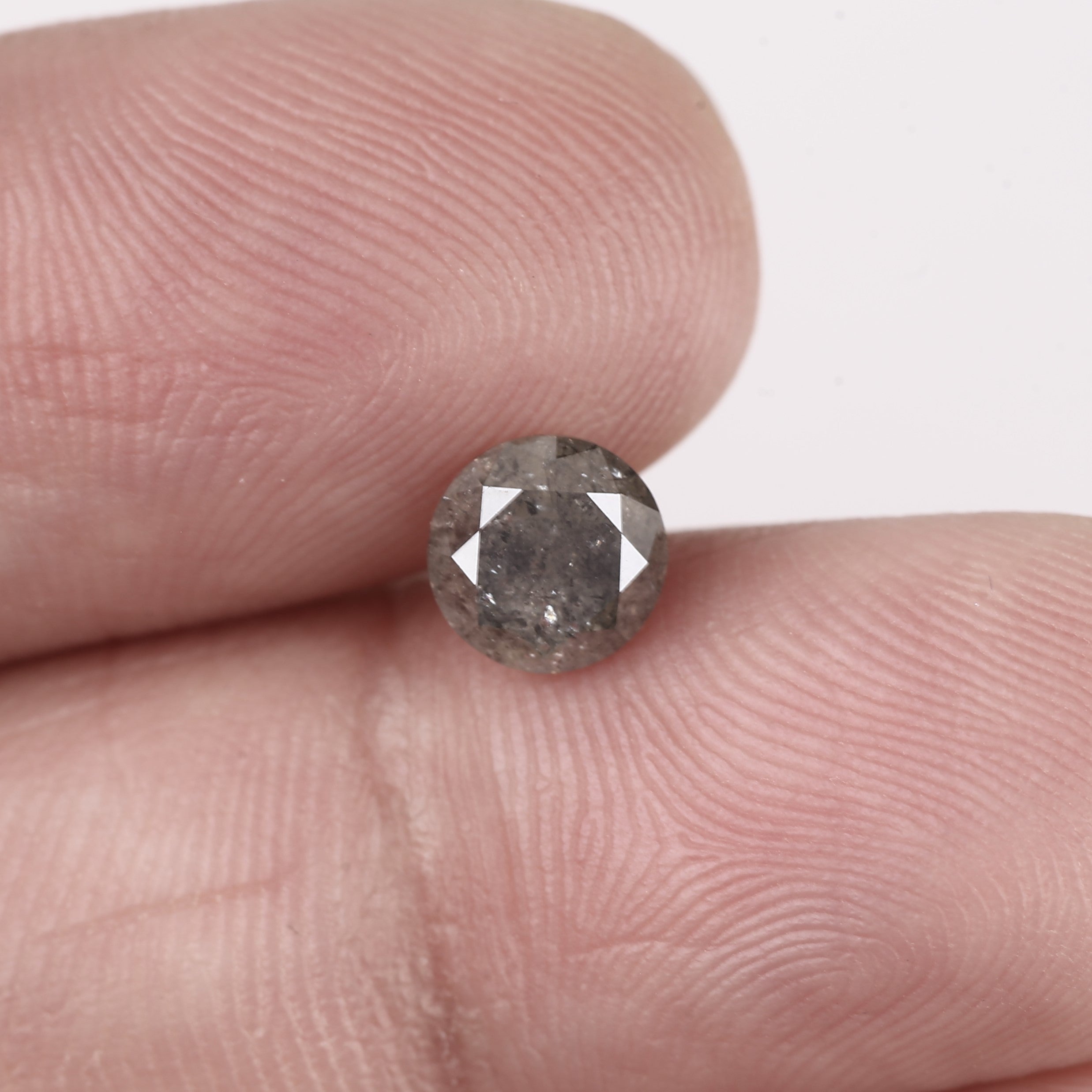 0.91ct Natural Gray Round Salt and Pepper Diamond 5.9 MM