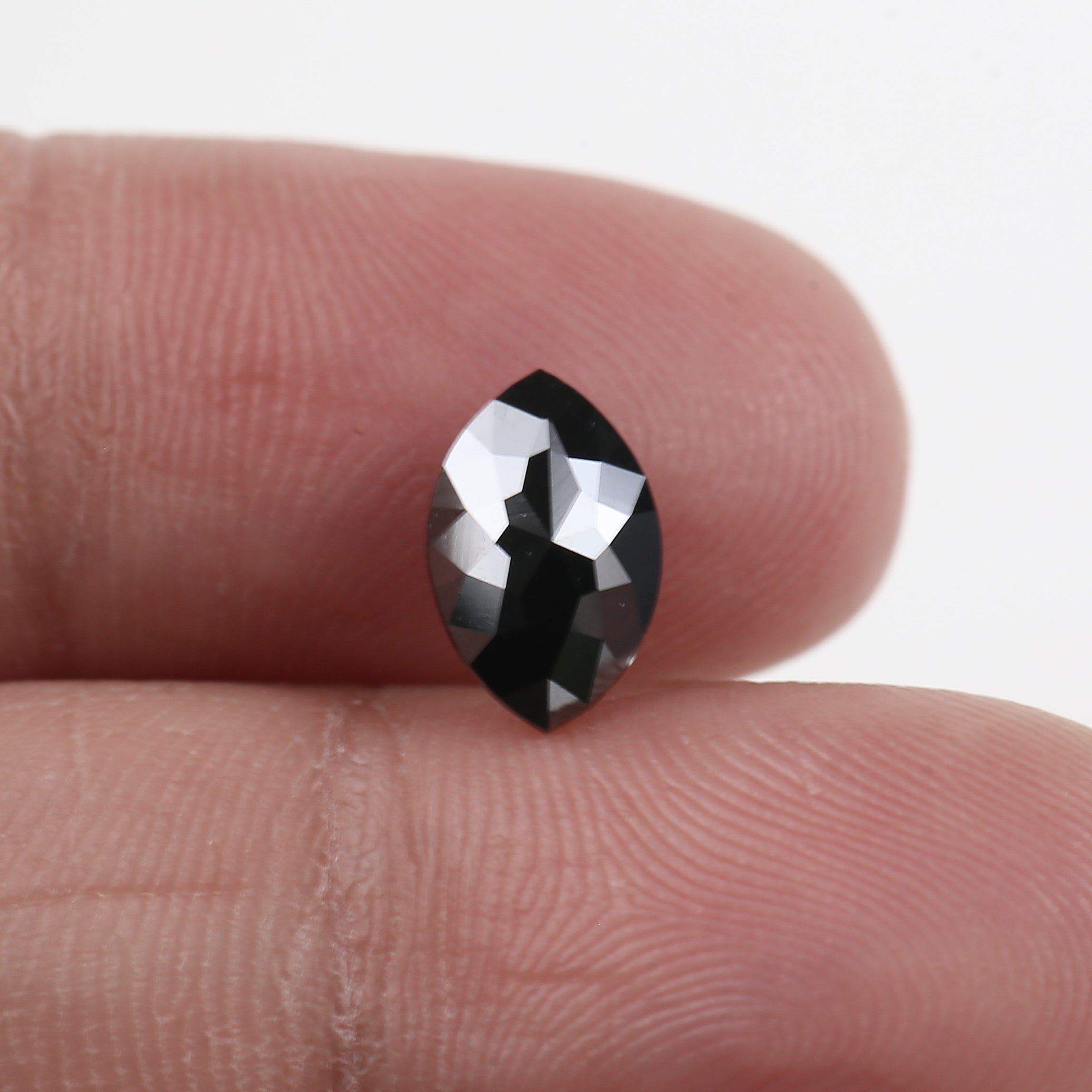 1.5 Carat Black Diamond Natural Marquise Double Rose Cut Loose 9.43 MM