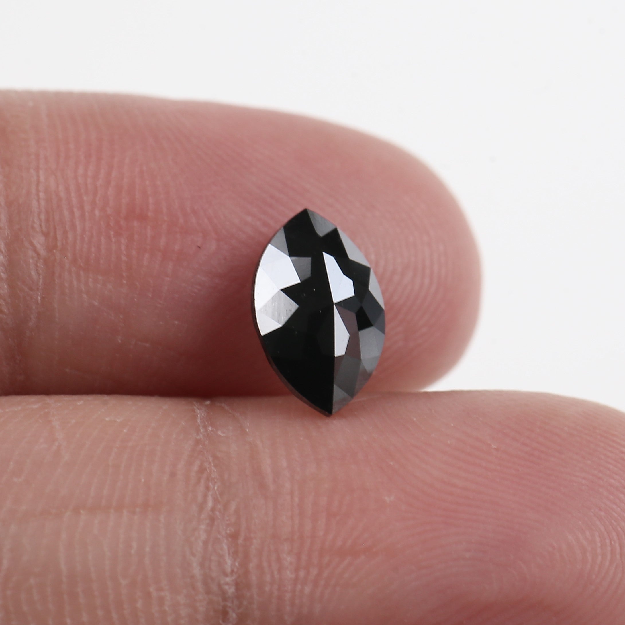 1.5 Carat Black Diamond Natural Marquise Double Rose Cut Loose 9.43 MM