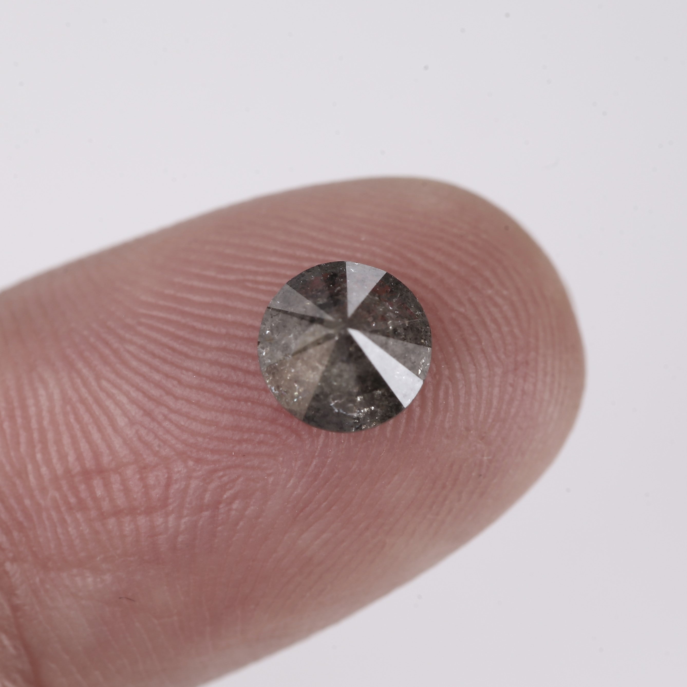 0.91ct Natural Gray Round Salt and Pepper Diamond 5.9 MM