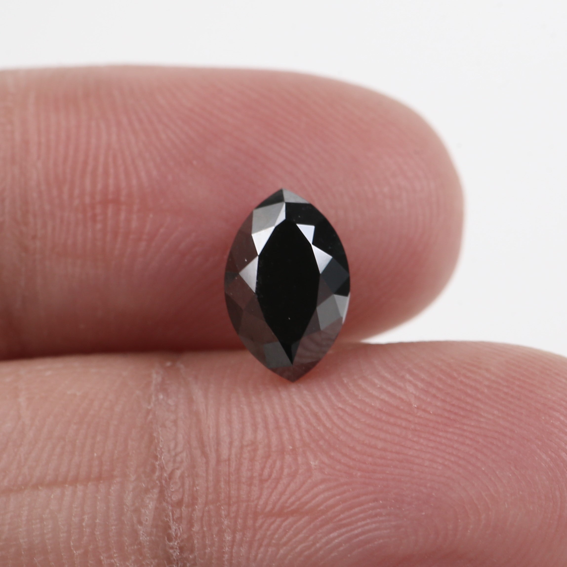 1.5 Carat Black Diamond Natural Marquise Double Rose Cut Loose 9.43 MM