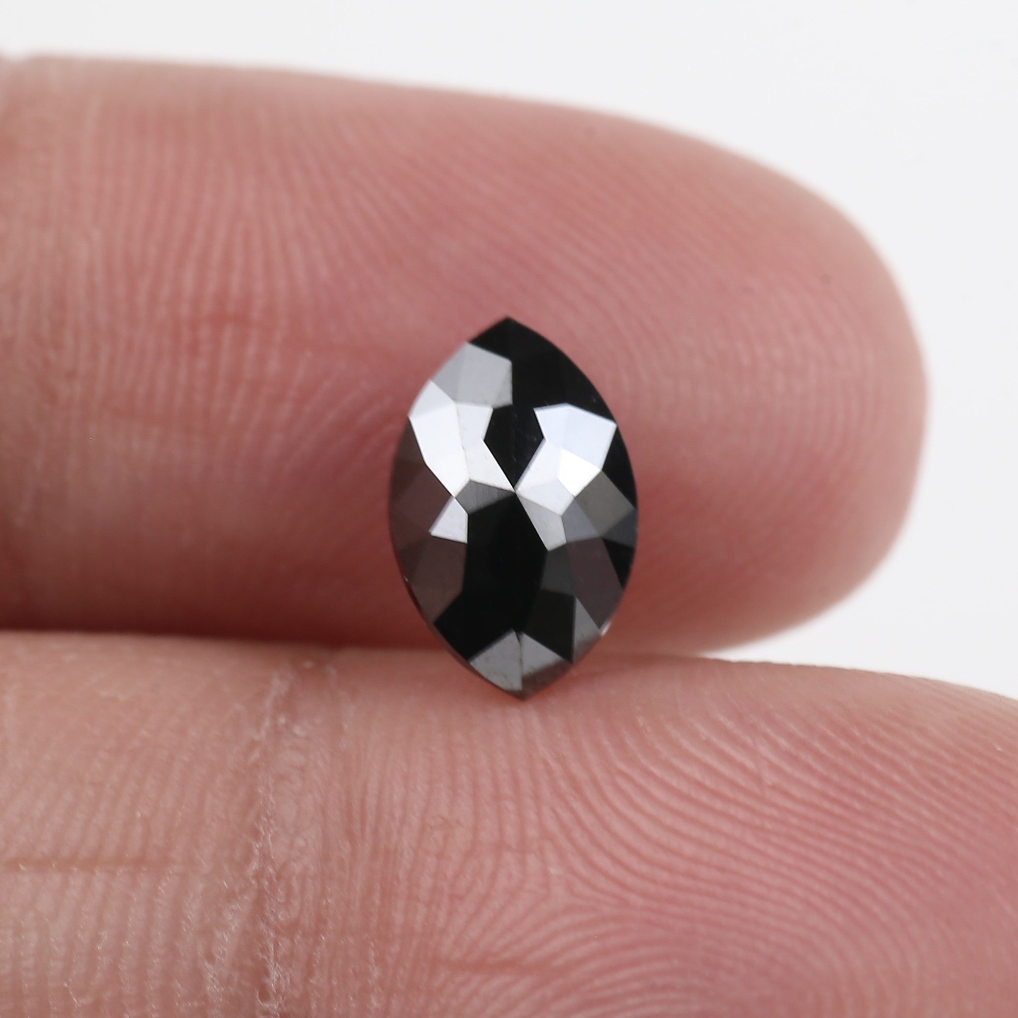 1.5 Carat Black Diamond Natural Marquise Double Rose Cut Loose 9.43 MM