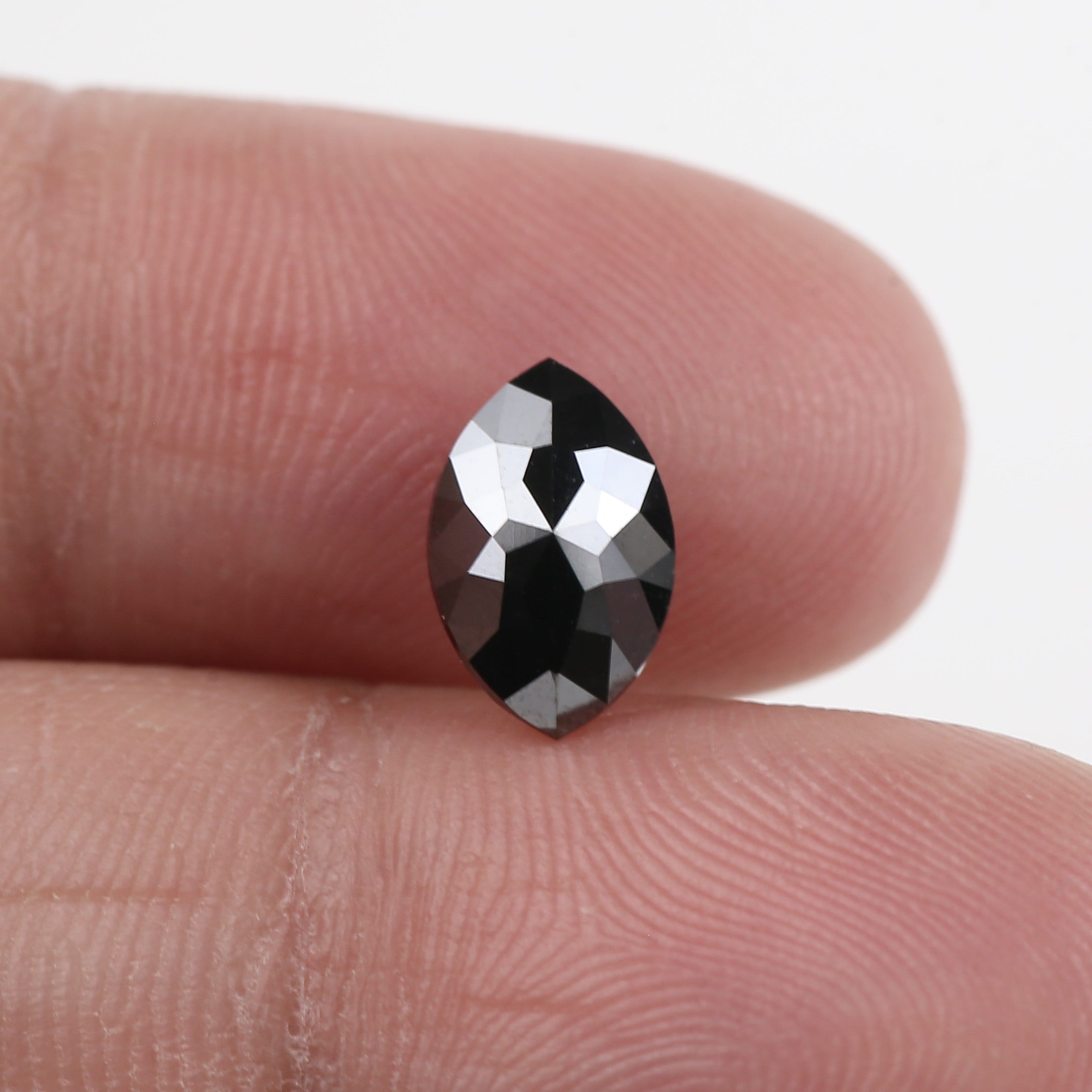 1.5 Carat Black Diamond Natural Marquise Double Rose Cut Loose 9.43 MM